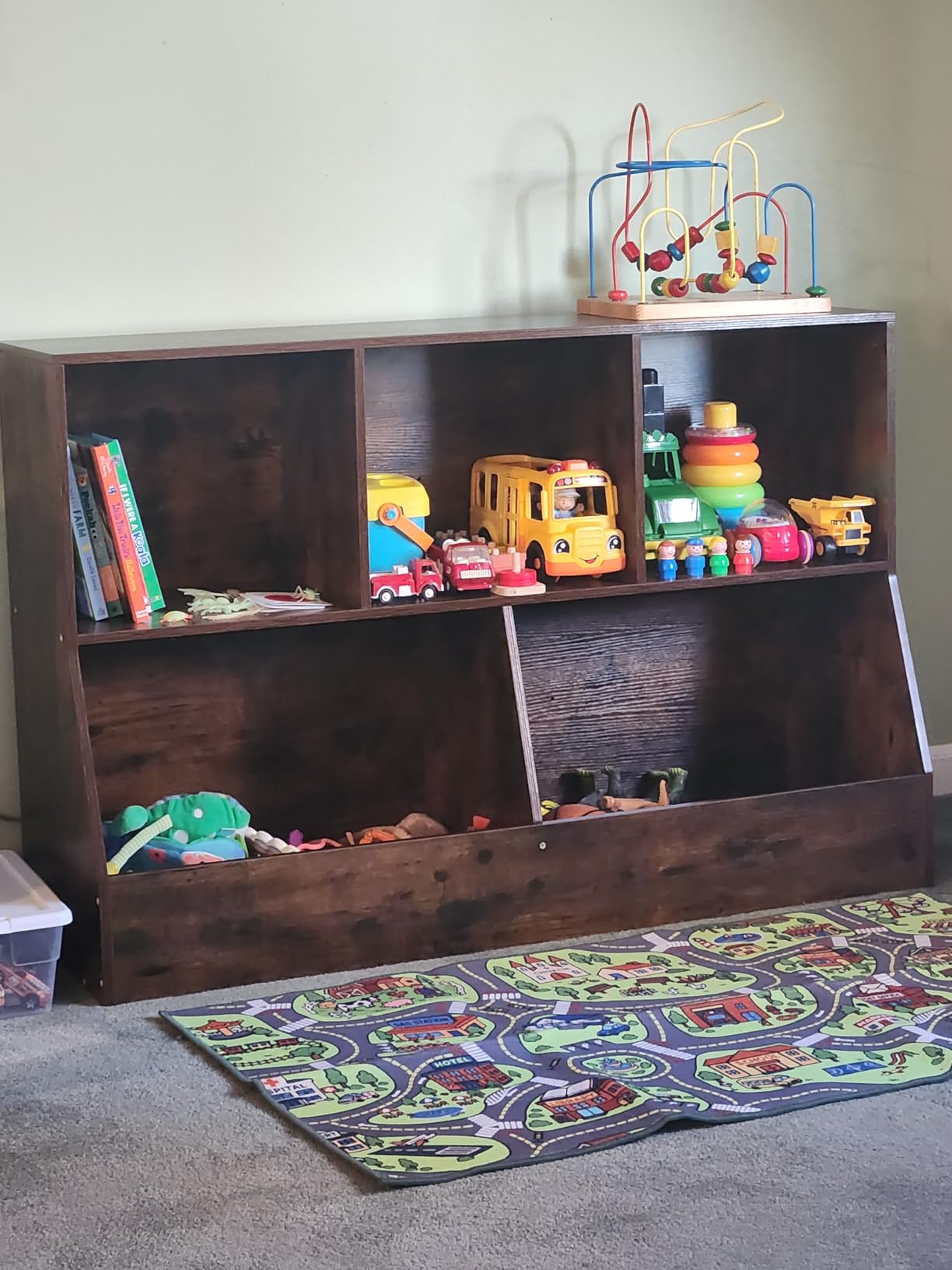 DINZI LVJ Toy Storage Organizer, Kids Cubby Cabinet with Bookshelf, 5-Cube customer photo 1