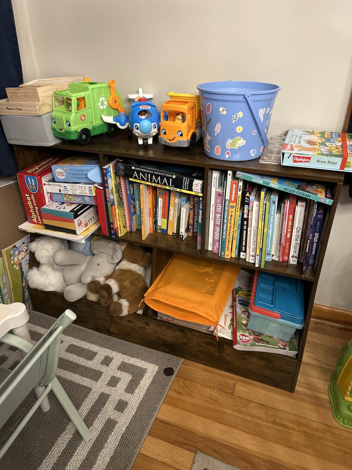 DINZI LVJ Toy Storage Organizer, Kids Cubby Cabinet with Bookshelf, 5-Cube customer photo 2