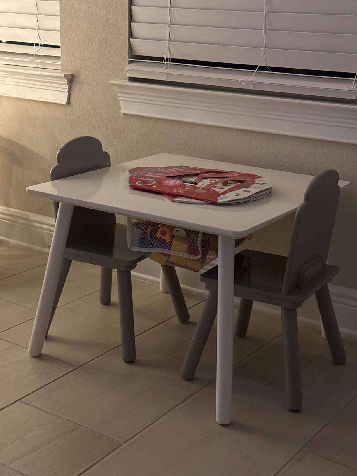 Delta Children Finn Table and Chair Set with Storage, White/Grey customer photo 2
