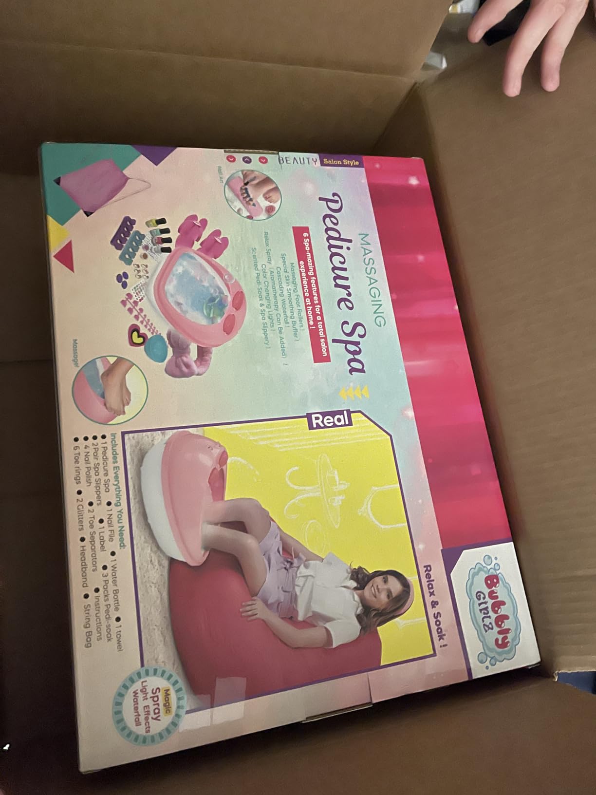 Kids Spa Day Kit for Girls, 42+ Piece Spa Toys with Waterfall Foot Spa, Nail Spa Kit, Pedicure and Manicure Accessories, Perfect Spa Kit for Girls Ages 6 7 8 9 10 11 12, Fun Birthday Gift customer photo 1