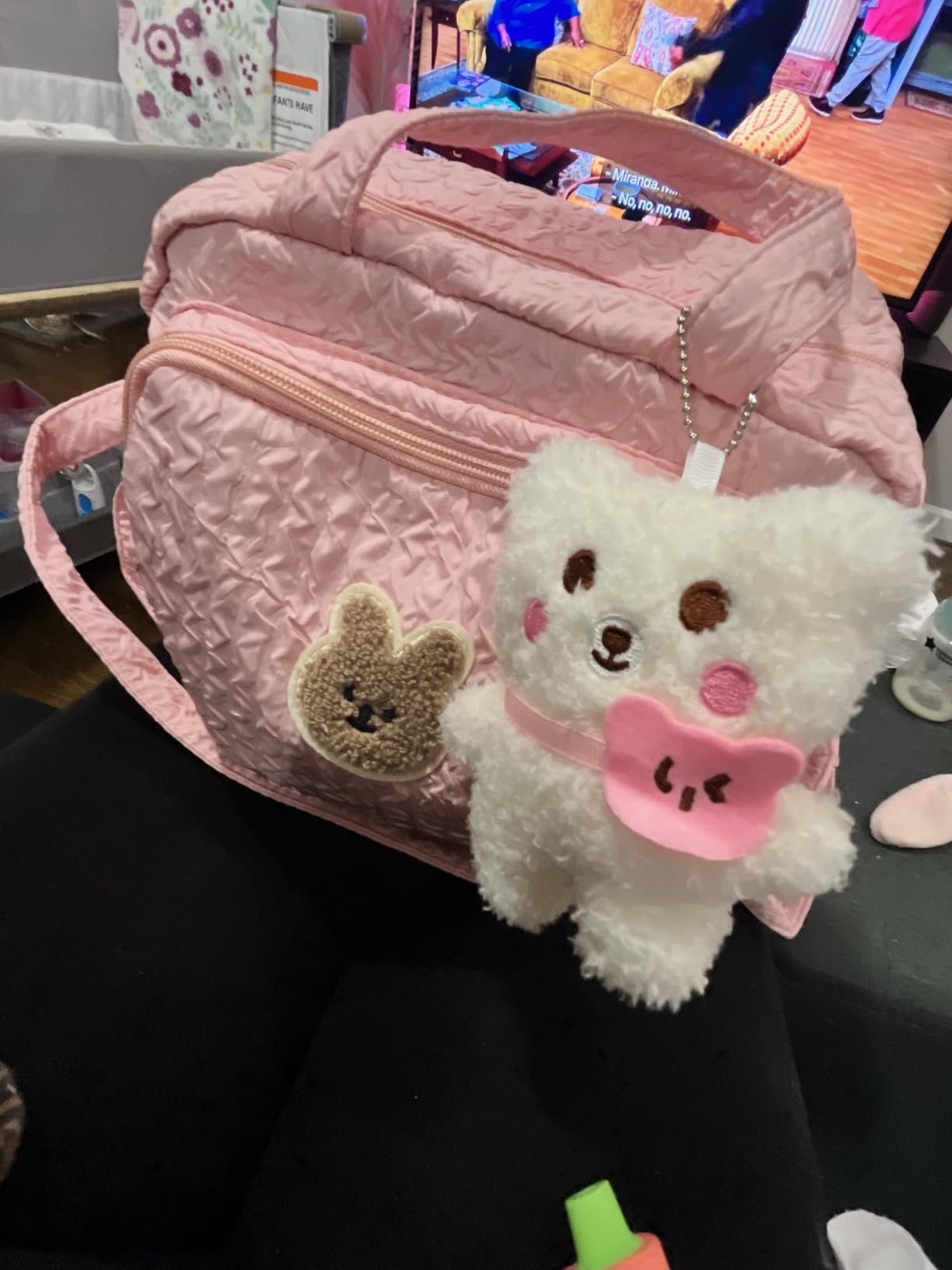 Lushandy Baby Diaper Bag Tote, Mom Bag Crossbody Diaper Bags Baby Travel Bags for Girl Pañaleras Para Bebe (Pink, Small) customer photo 2