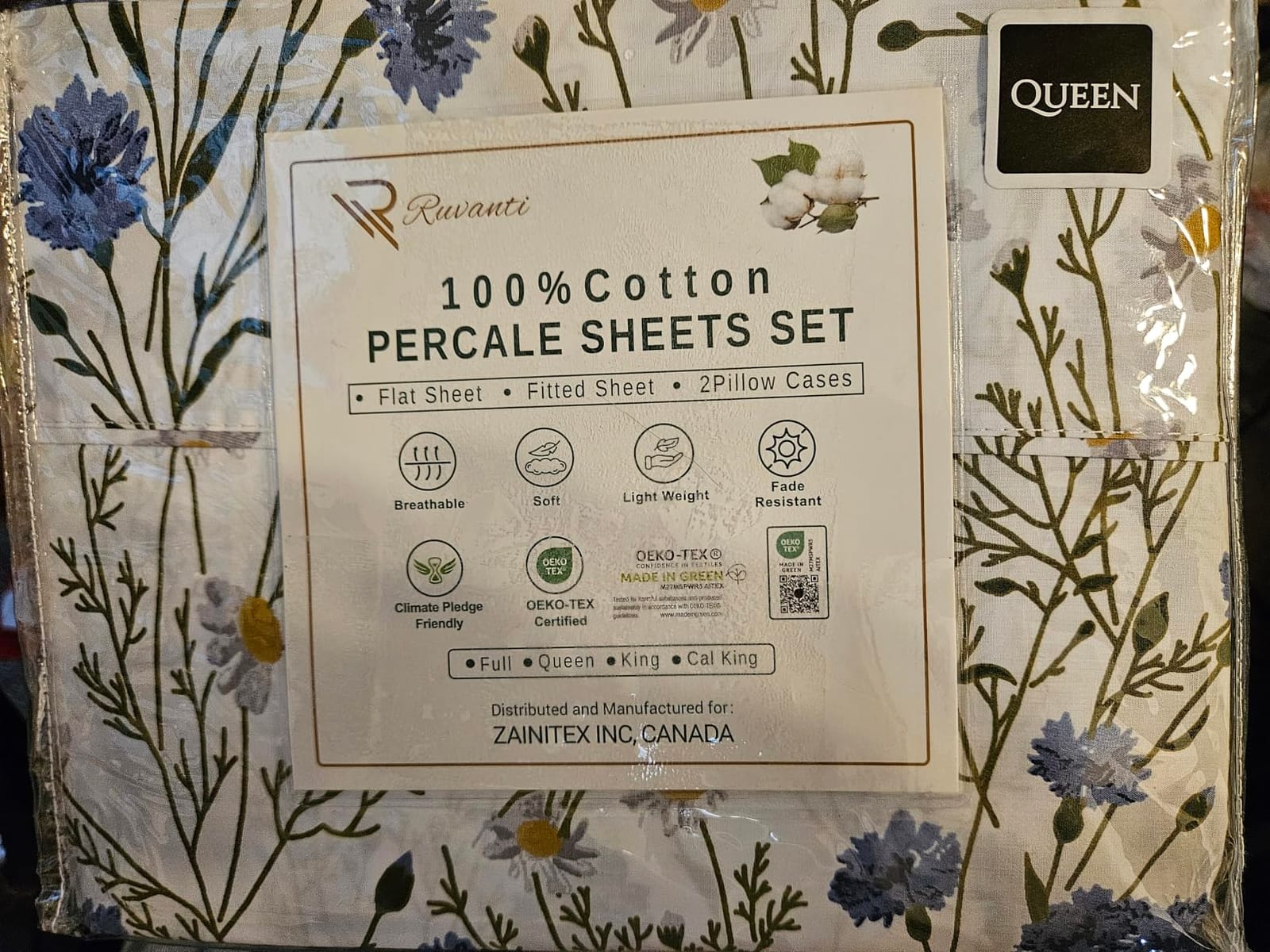 RUVANTI 100% Cotton Queen Sheets, Percale Queen Sheet Set, Aroma customer photo 1