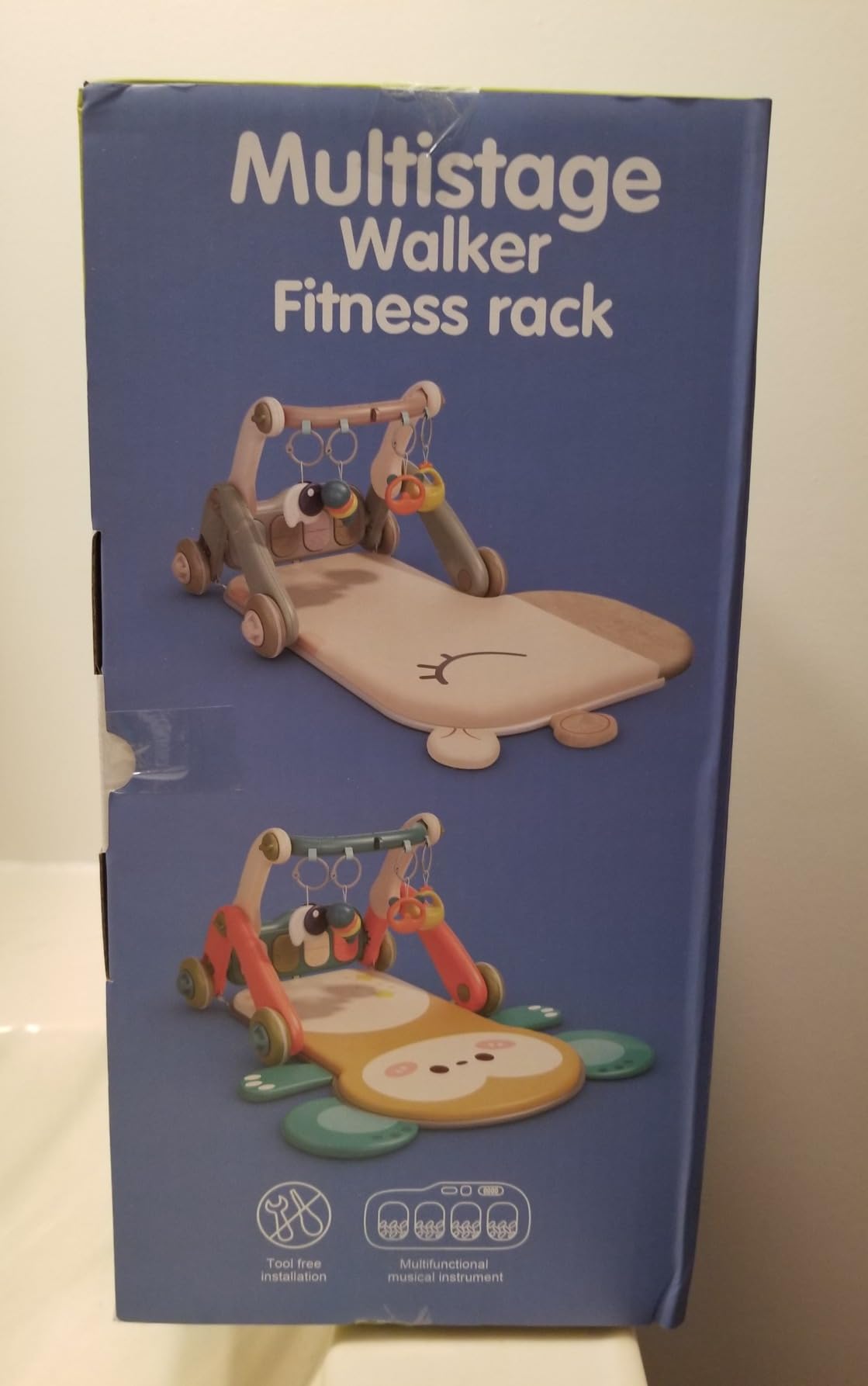 Jovow 2 in 1 Baby Gym with Walker,Baby Play Mat with Sensory Toys [White] customer photo 2