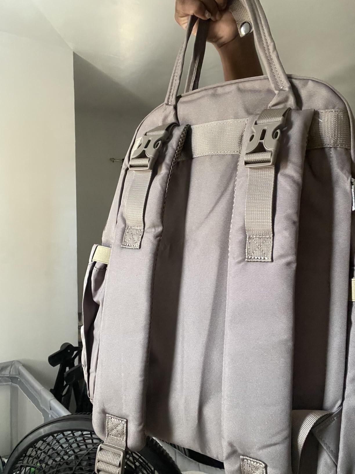 BabbleRoo Leather Diaper Bag Backpack - Baby Essentials Travel Baby Bag, Multi function, Water Resistant, with Changing Pad, Stroller Straps & Pacifier Case – Unisex, Light Brown customer photo 2