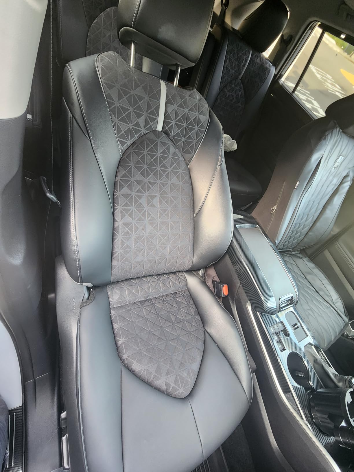 CAR PASS Piping Luxury Faux PU Leather Two Front Car Seat Covers, Waterproof Anti Slip Seat Covers Compatible with Front Seat Armrests,Universal Fit for Suvs,Vans,Trucks, Airbag Compatible(All Black) customer photo 1