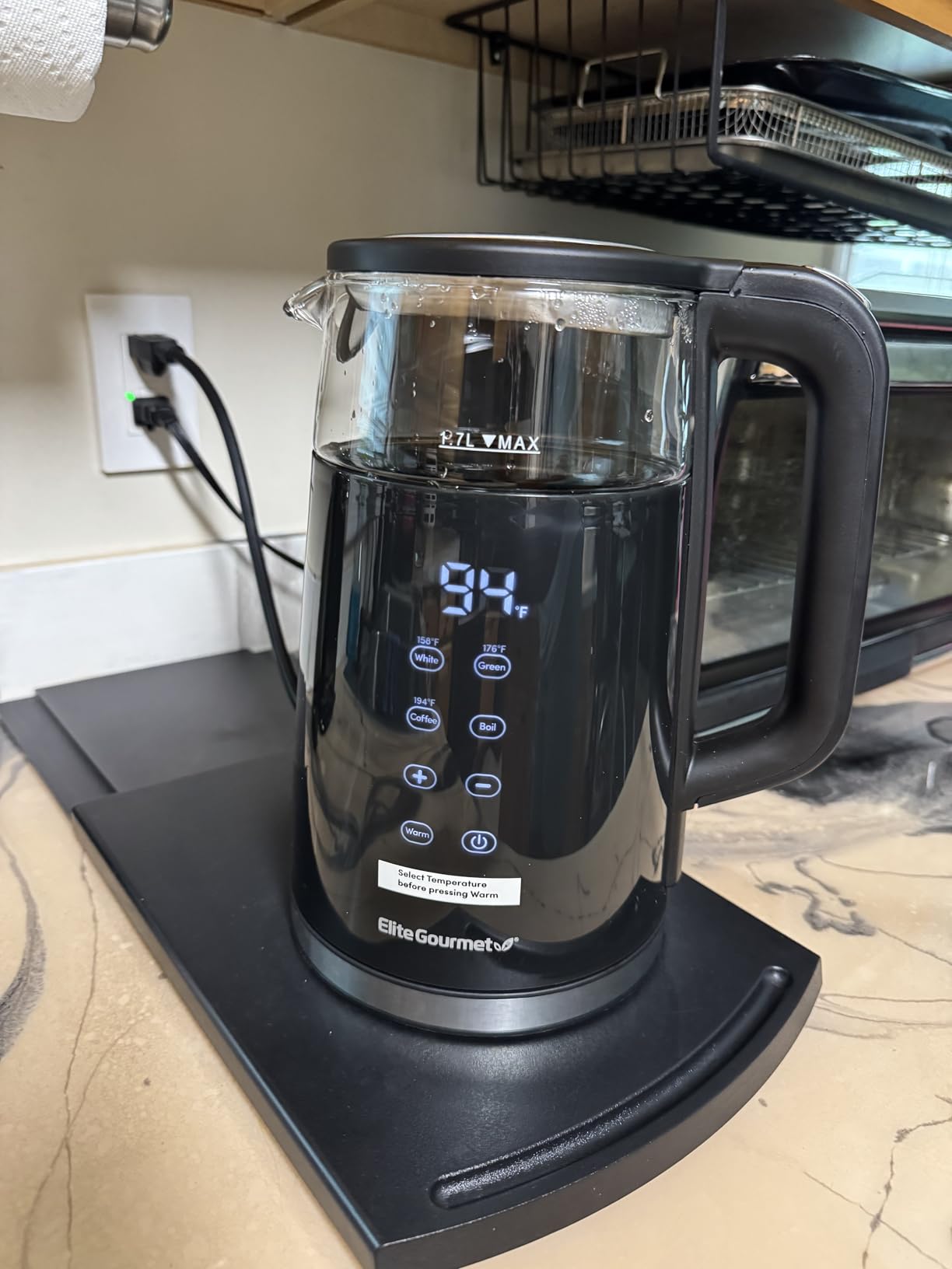 Elite Gourmet 1.7L Dual-Wall Cool-Touch Tea Kettle, Touchscreen, Black customer photo 2