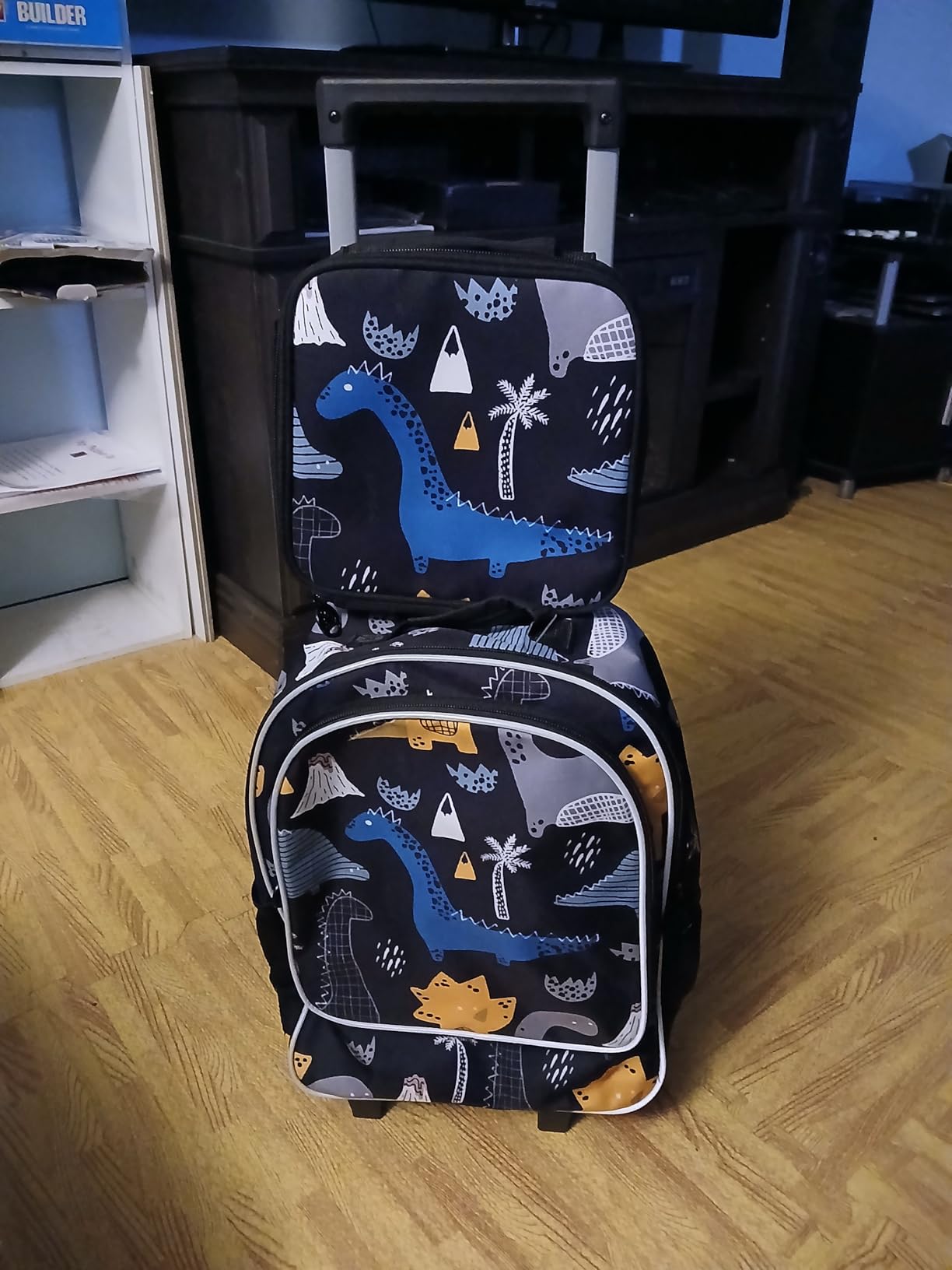gxtvo Kids Rolling Backpack, Roller Wheels Boys Bookbag, Wheeled Suitcase Elementary School Bag-3PCS Dinosaur/Unicorn/Mermaid customer photo 1