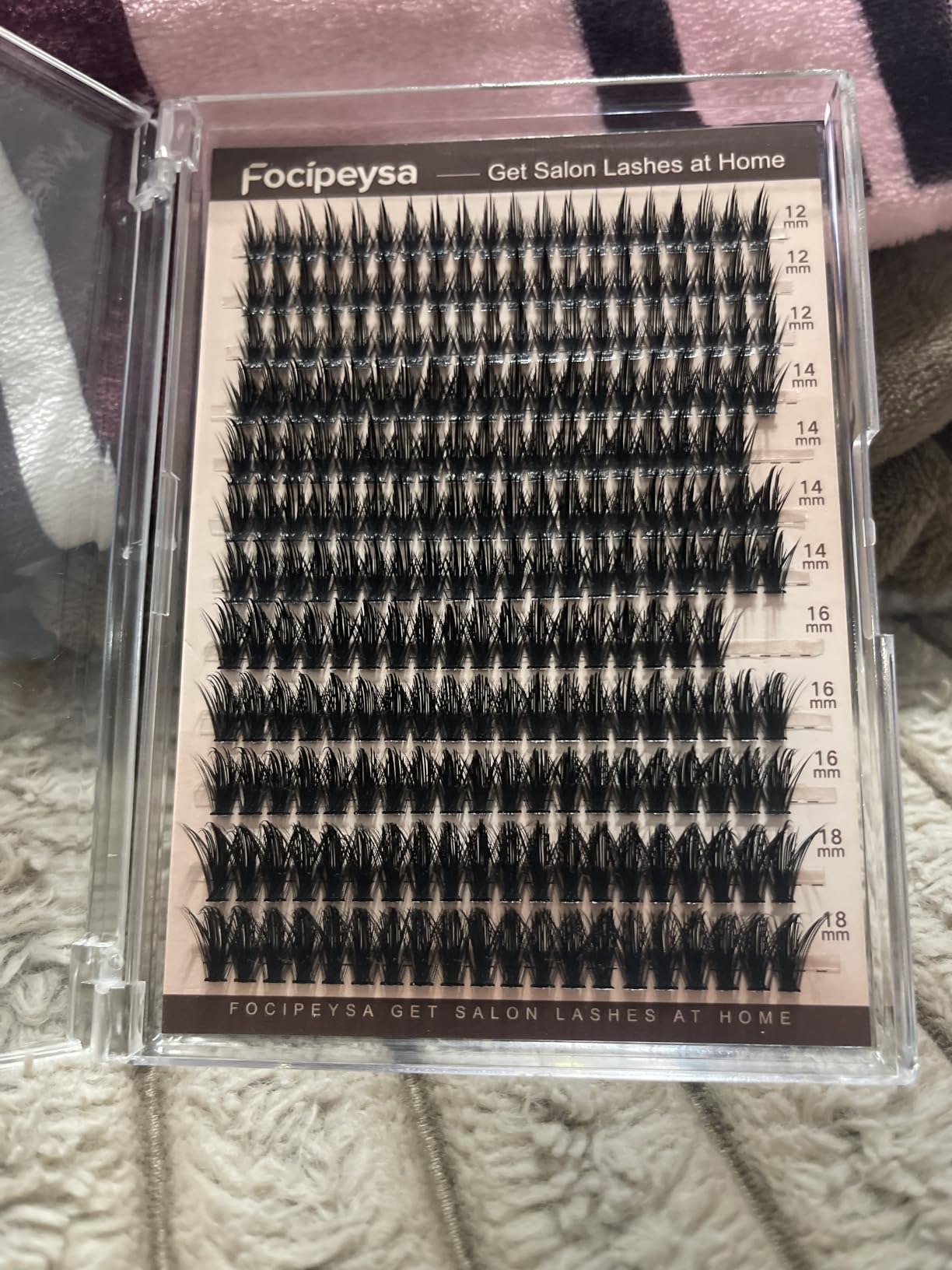 Thick Eyelash Extension Kit Volume Lash Clusters Kit 10-18mm Individual Lashes Clusters 100D DIY Lash Extension Kit 200pcs Clusters Lash with Bond and Remover Lash Applicator by Focipeysa customer photo 2