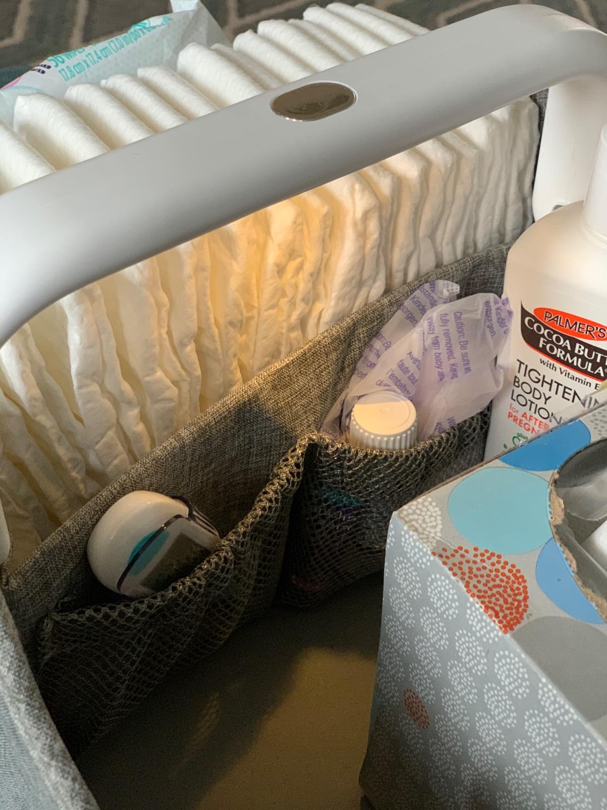 Skip Hop Diaper Caddy Organizer with Touch Sensor Night Light Nursery Style Oat customer photo 2
