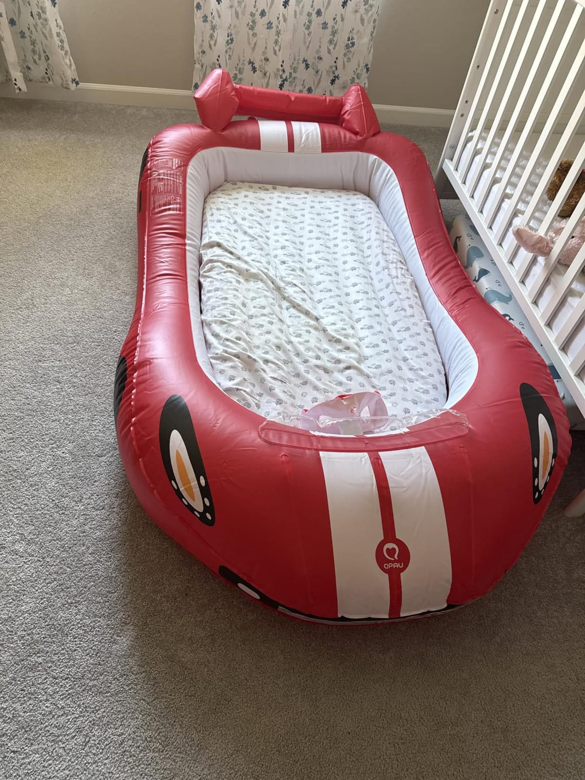 QPAU Inflatable Toddler Travel Bed with Fast Electric Pump, Racing Car customer photo 1