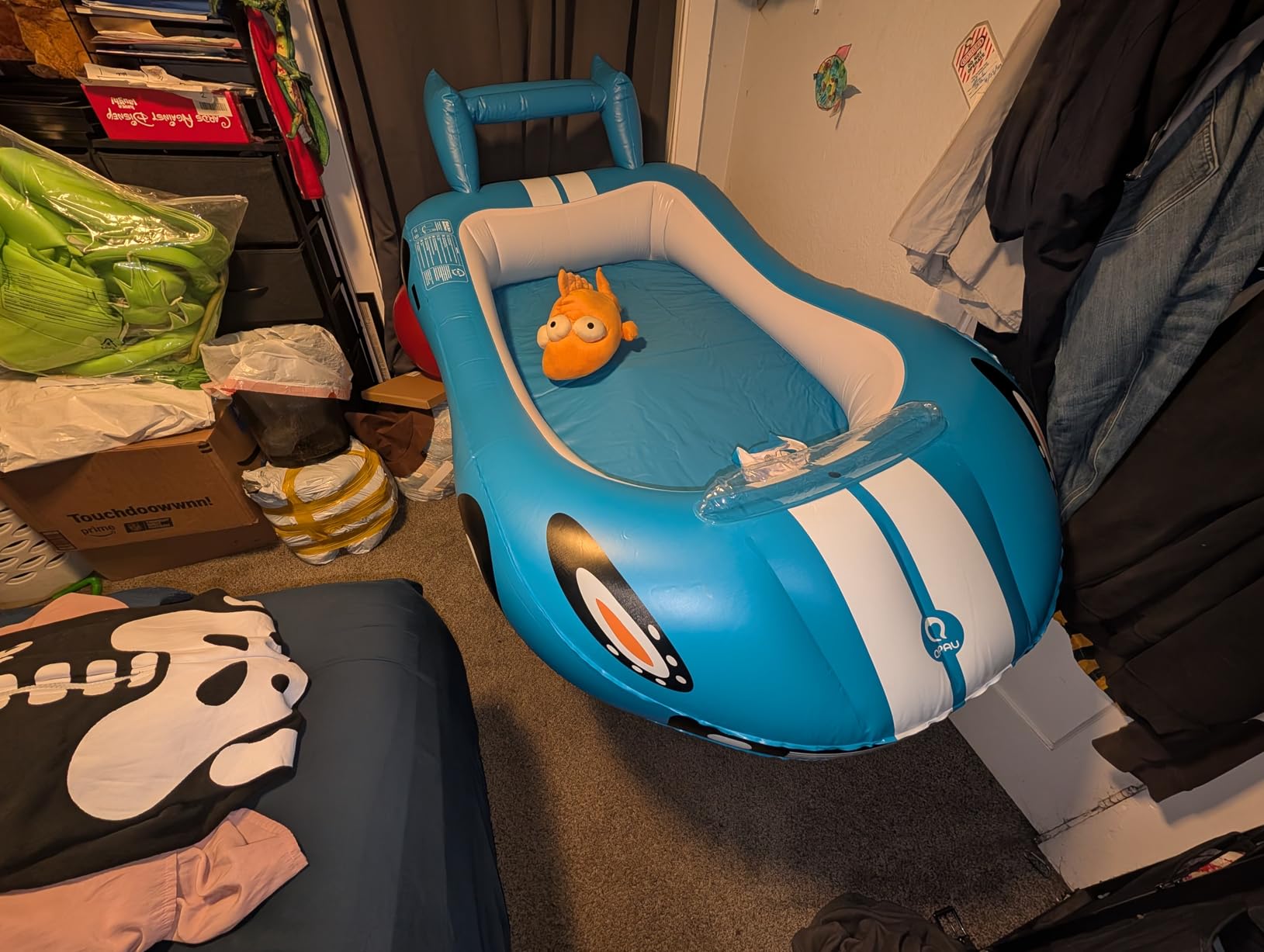 QPAU Inflatable Toddler Travel Bed with Fast Electric Pump, Racing Car customer photo 2
