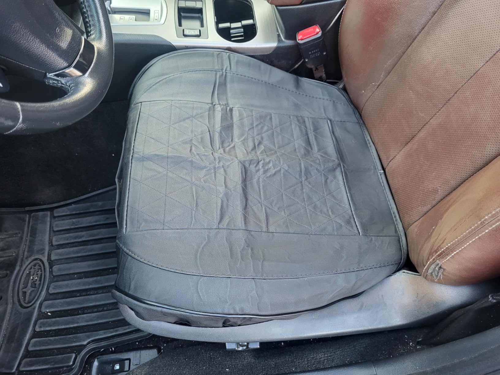 GLSOWEE Leather Car Seat Cover, Auto Front Bottom Seat Cover, Black customer photo 2