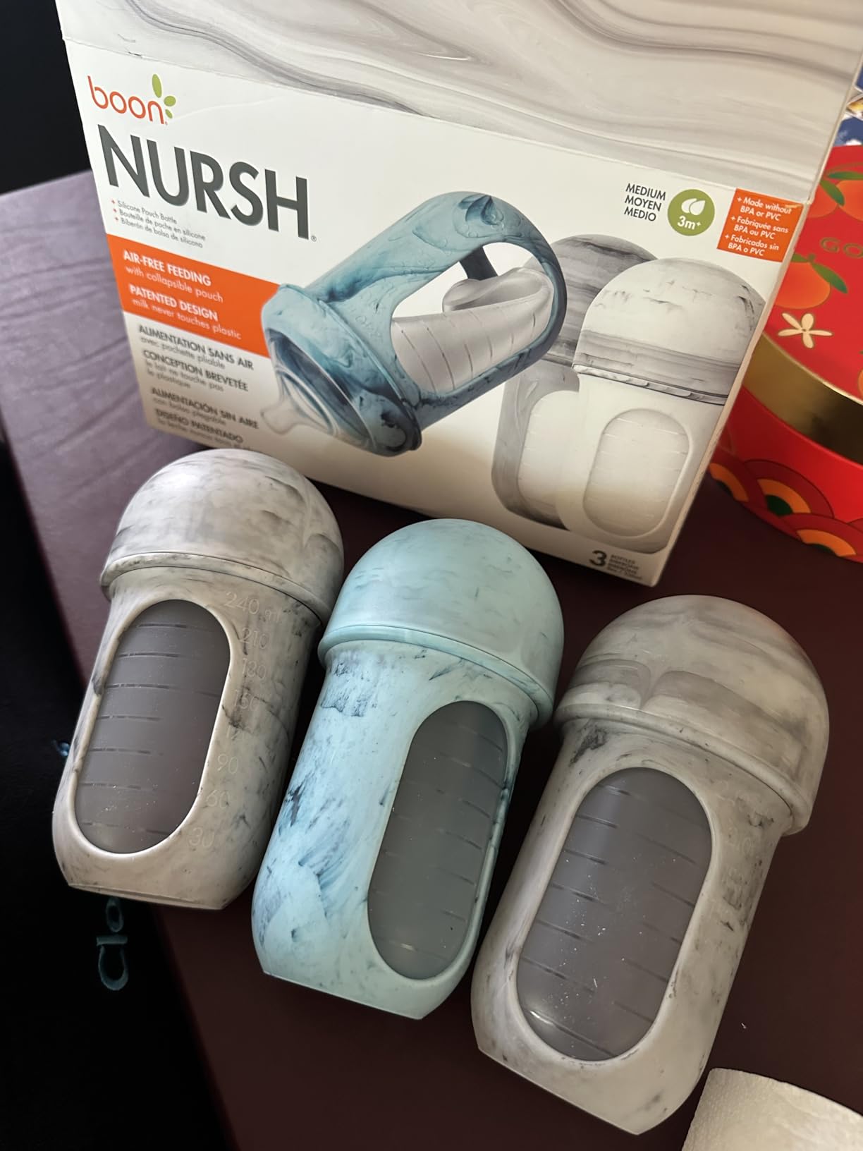 Boon Nursh Silicone Baby Bottles - Color Block - 8 Oz - 3 Count customer photo 1