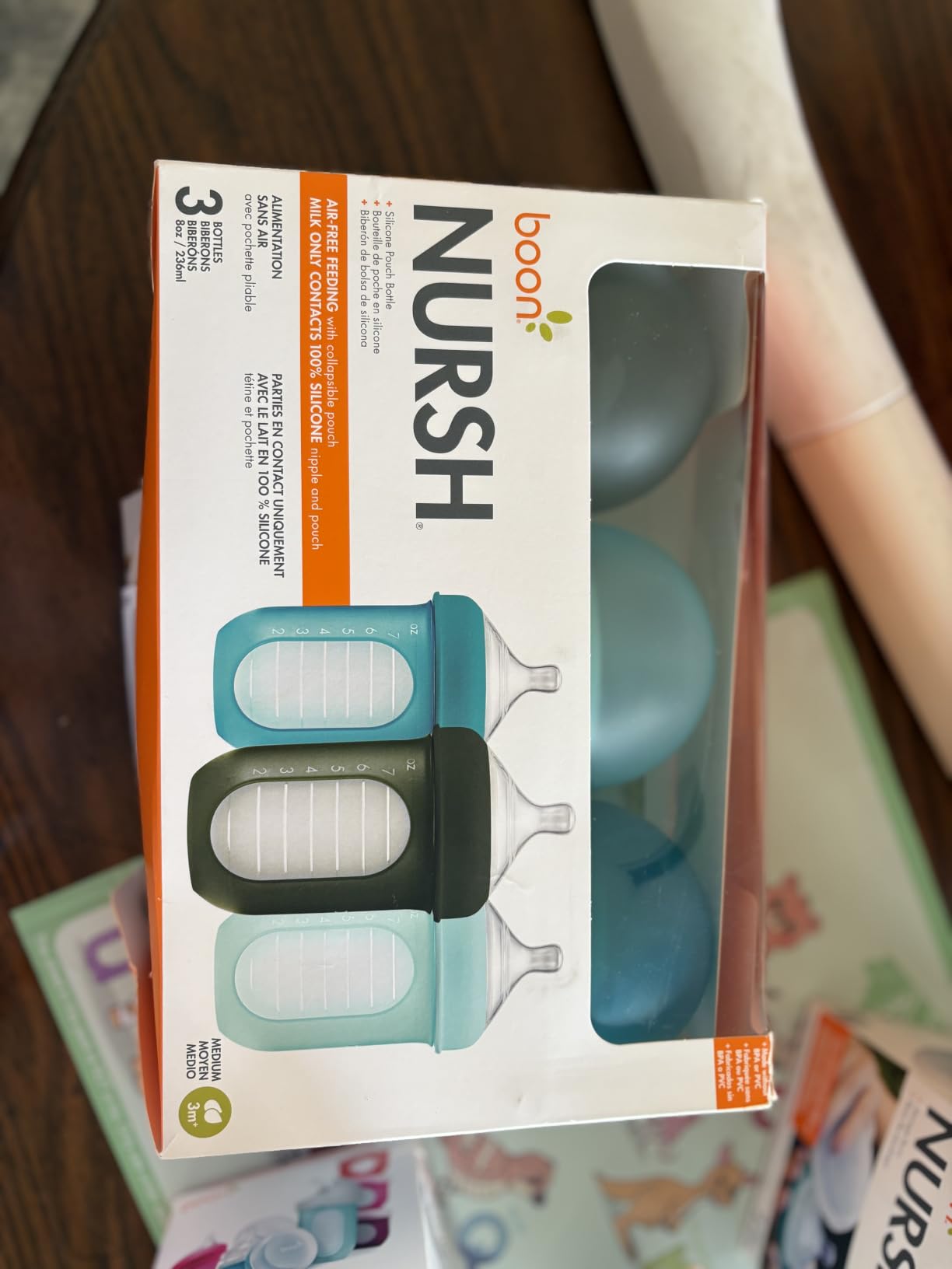 Boon Nursh Silicone Baby Bottles - Color Block - 8 Oz - 3 Count customer photo 2