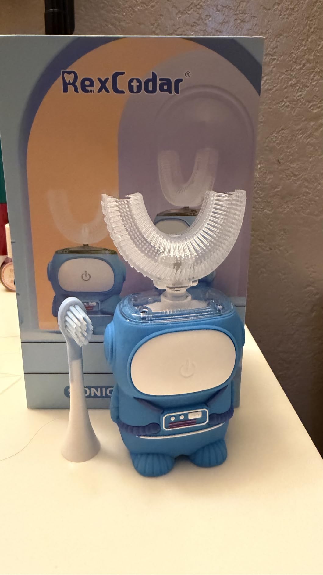 RexCodar Ultrasonic Kids U Shaped Electric Toothbrush,4 Brush Head,Age 6-12 customer photo 2