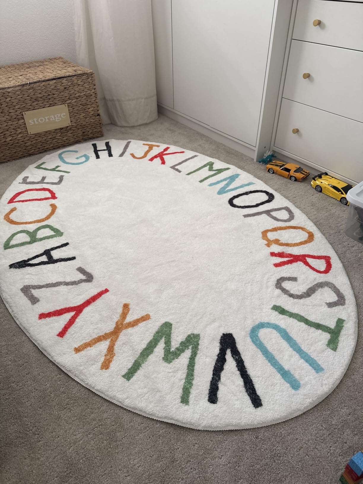 Topotdor Round ABC Area Rug,47 Inch Soft Floor Carpet,Sky Blue customer photo 1
