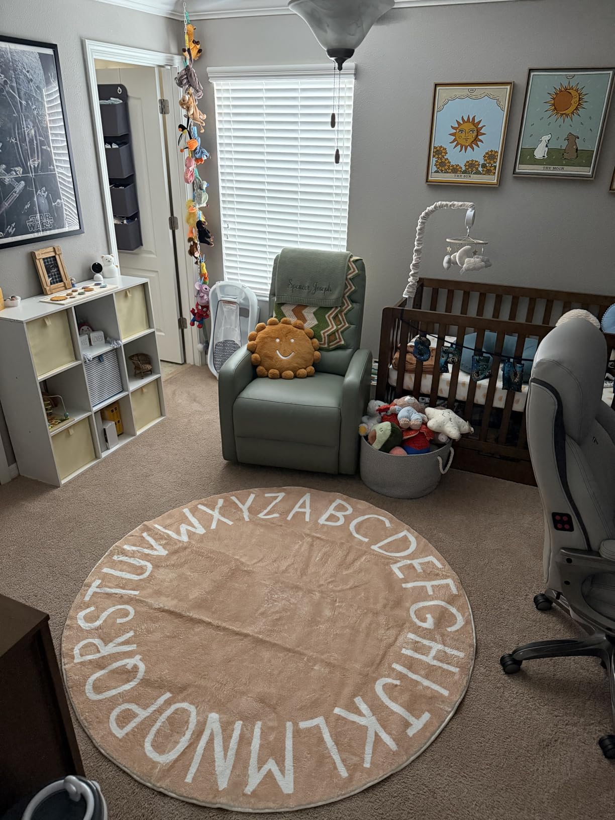 Topotdor Round ABC Area Rug,47 Inch Soft Floor Carpet,Sky Blue customer photo 2