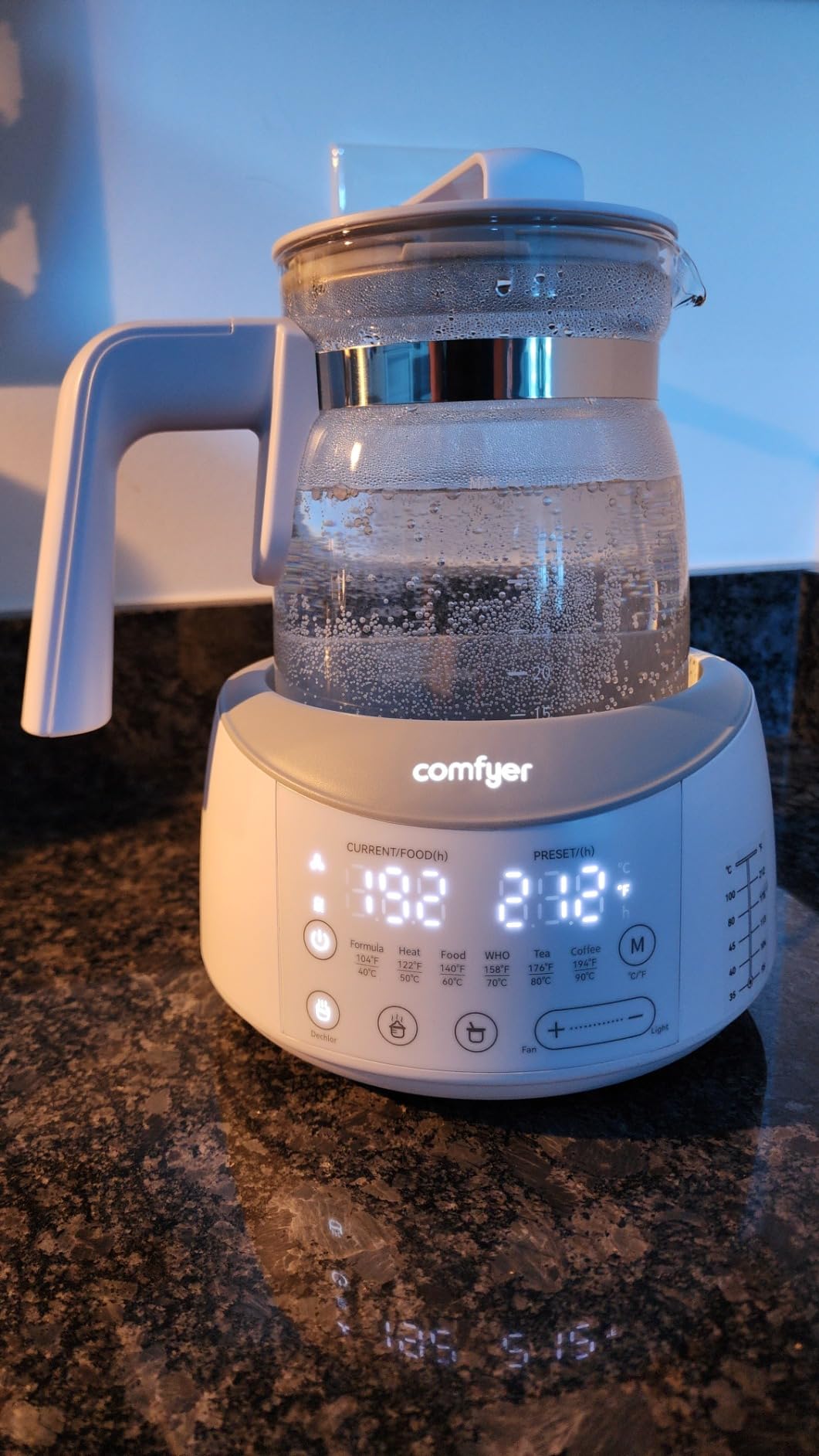comfyer BK01 Bottle Warmer, Baby Bottle Warmer with Night Light & Faster Cooling Fan, Instantly Water Warmer, Tea Kettle Electric with 6 Temperature Control Presets, Feed Baby More Easier & Healthier customer photo 1