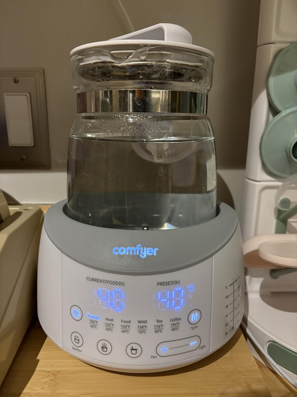 comfyer BK01 Bottle Warmer, Baby Bottle Warmer with Night Light & Faster Cooling Fan, Instantly Water Warmer, Tea Kettle Electric with 6 Temperature Control Presets, Feed Baby More Easier & Healthier customer photo 2