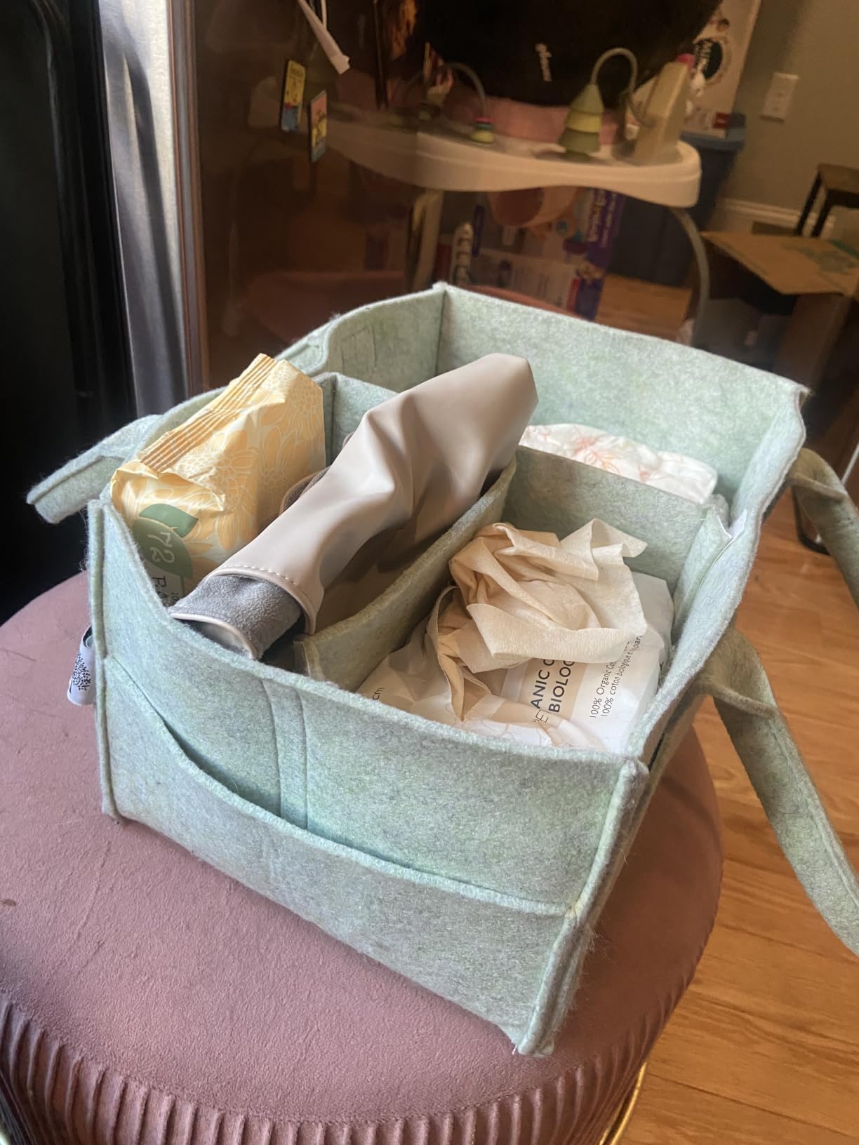 Parker Baby Co. Felt Diaper Caddy Organizer - Regular, Charcoal customer photo 1