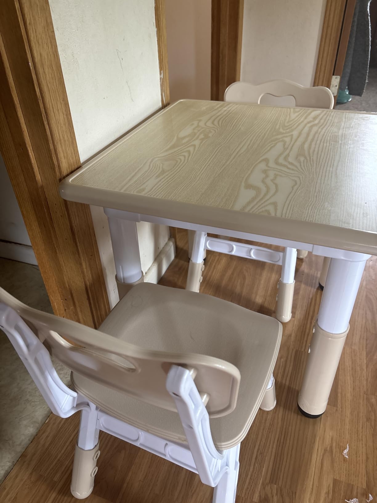 Kids Table & Chairs Set (2 Chairs) Height Adjustable for Ages 2-8 | Non-Slip Toddler Activity Table with Wipe-Clean Desktop, Montessori Learning & Art Drawing Tables for Home Preschool customer photo 2