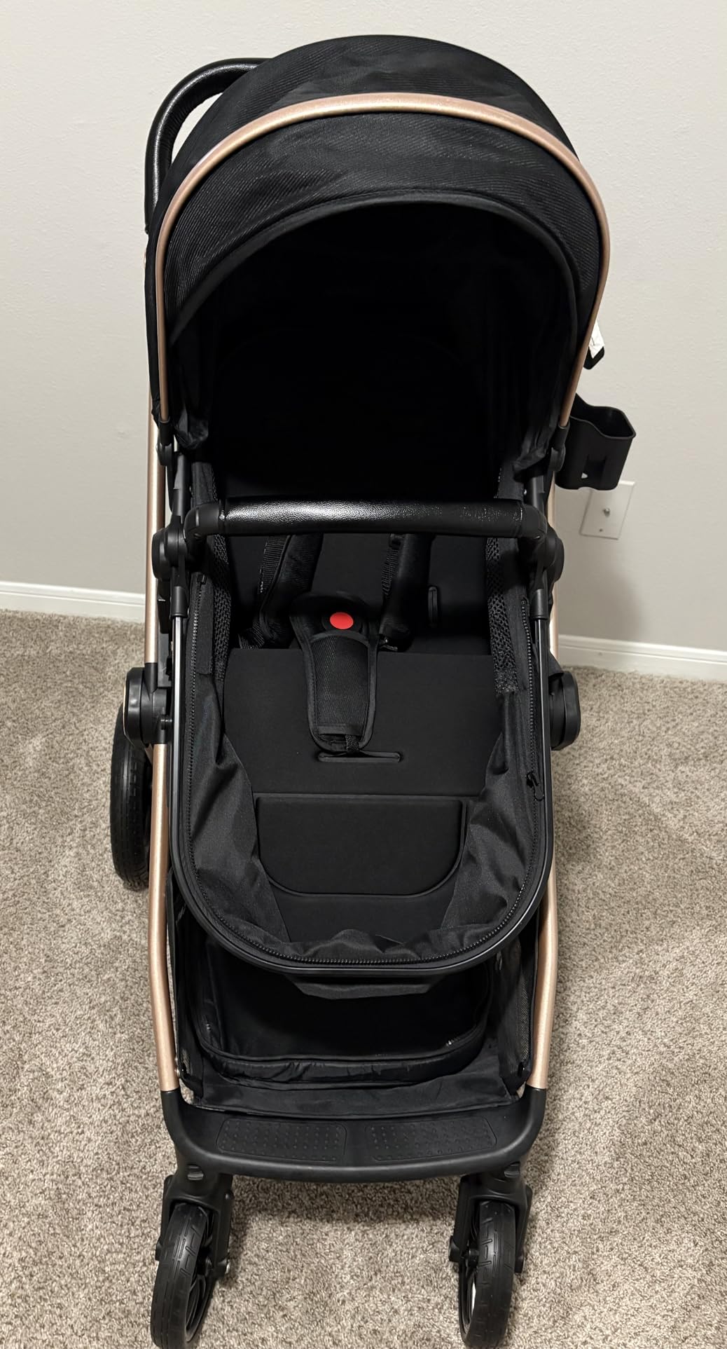 6-in-1 Convertible Baby Stroller with Bassinet Pushchair - Folding Infant Newborn Stroller w/Footmuff, Rain Cover, Cup Holder & Large Storage, Toddler w/All-Scene Large Wheels, Reversible Seat(Black) customer photo 1