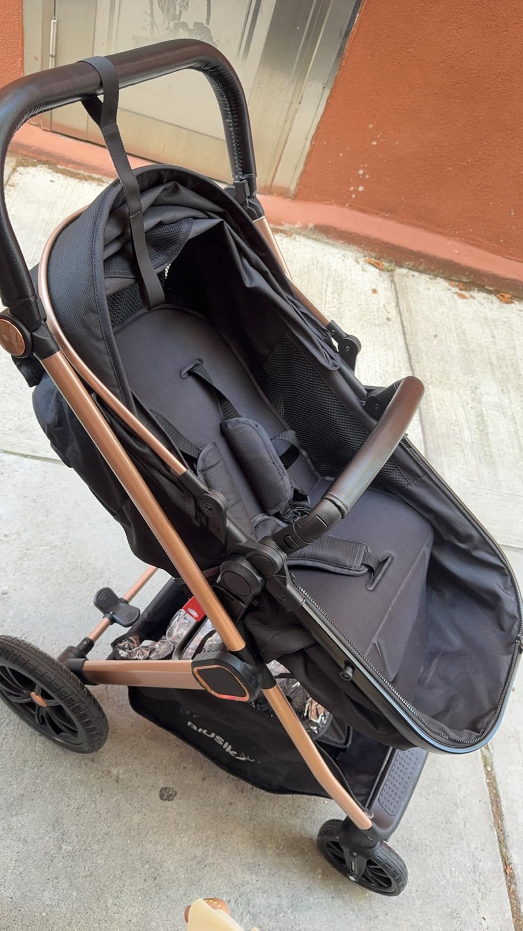 6-in-1 Convertible Baby Stroller with Bassinet Pushchair - Folding Infant Newborn Stroller w/Footmuff, Rain Cover, Cup Holder & Large Storage, Toddler w/All-Scene Large Wheels, Reversible Seat(Black) customer photo 2