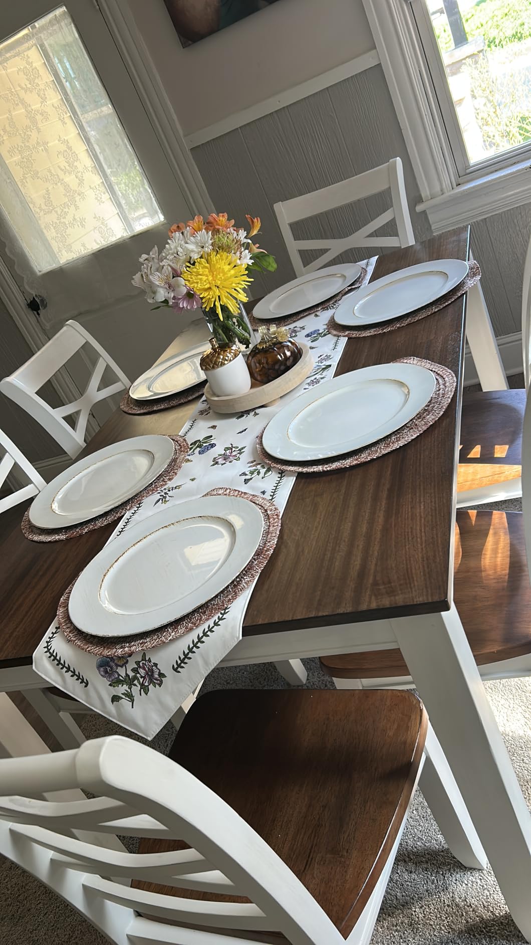 Lexicon 7-Piece Dining Set, Wooden Dining Table and 6 Chairs, Cherry/White customer photo 2