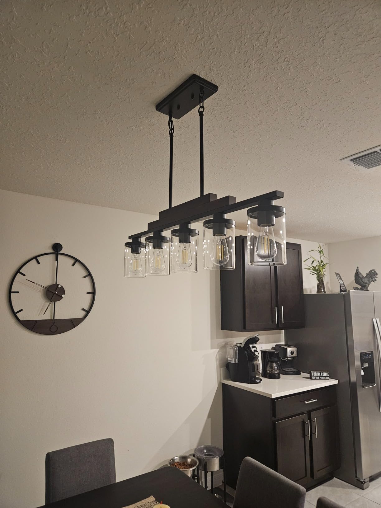 Farmhouse Chandelier 6-Light Dining Room Light Fixture Over Table Kitchen Island Lighting Rustic Chandeliers for Dining Light with Glass Shade Wood Pendant Lights Kitchen Island customer photo 2