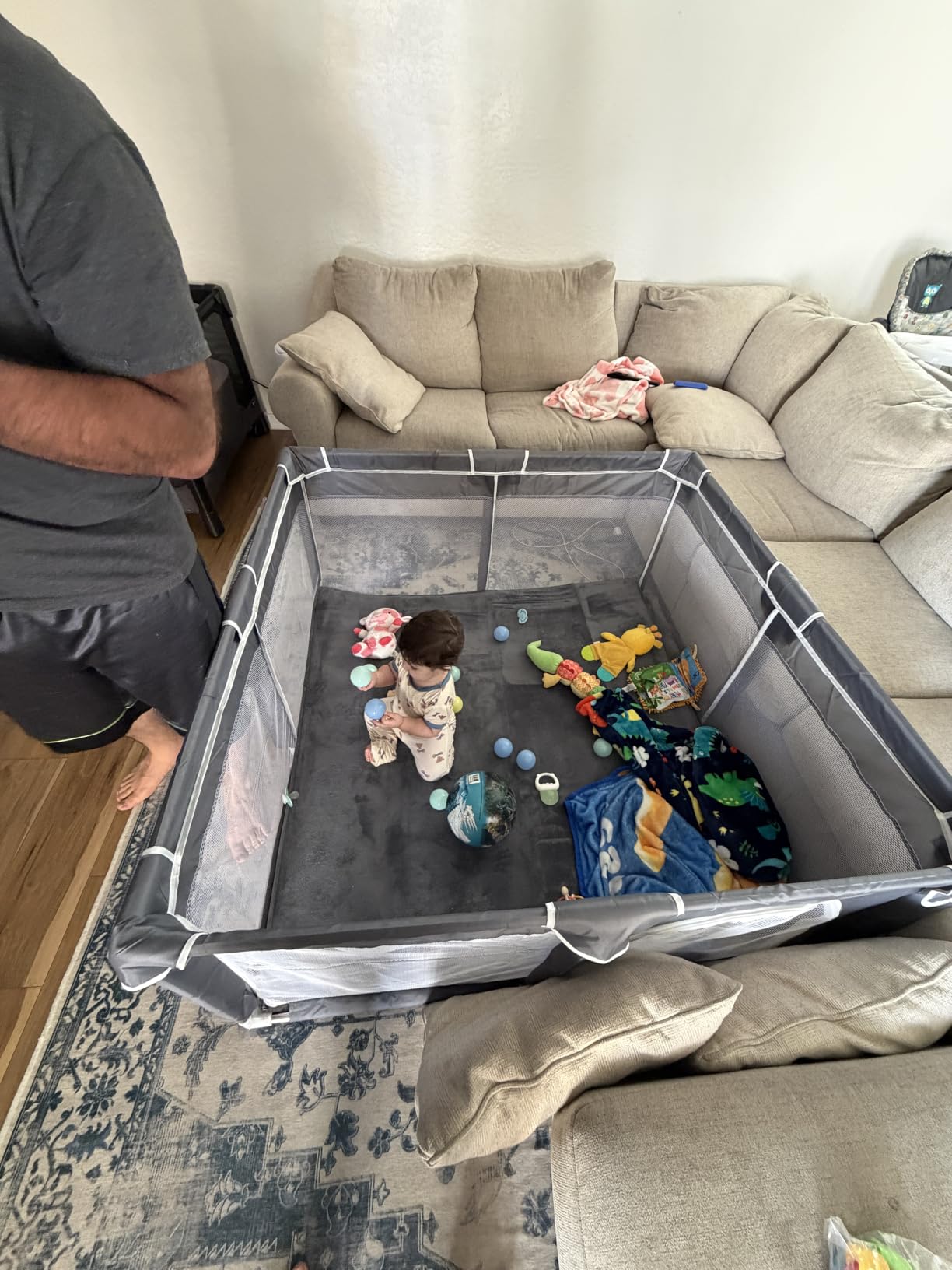ORIAN Baby Playpen 50x74, Large Baby Play Yard for Babies & Toddlers, Grey customer photo 2