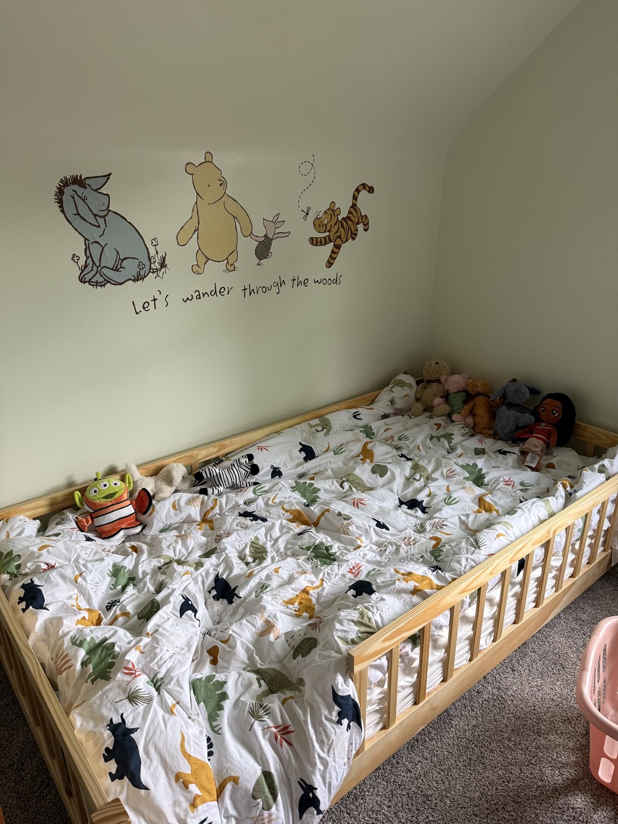 LLS Twin Floor Bed for Kids Solid Wood Montessori Bed Frame with Safety Guardrails Multifunctional Montessori Floor Bed for Toddlers, Without Door, Natural customer photo 2