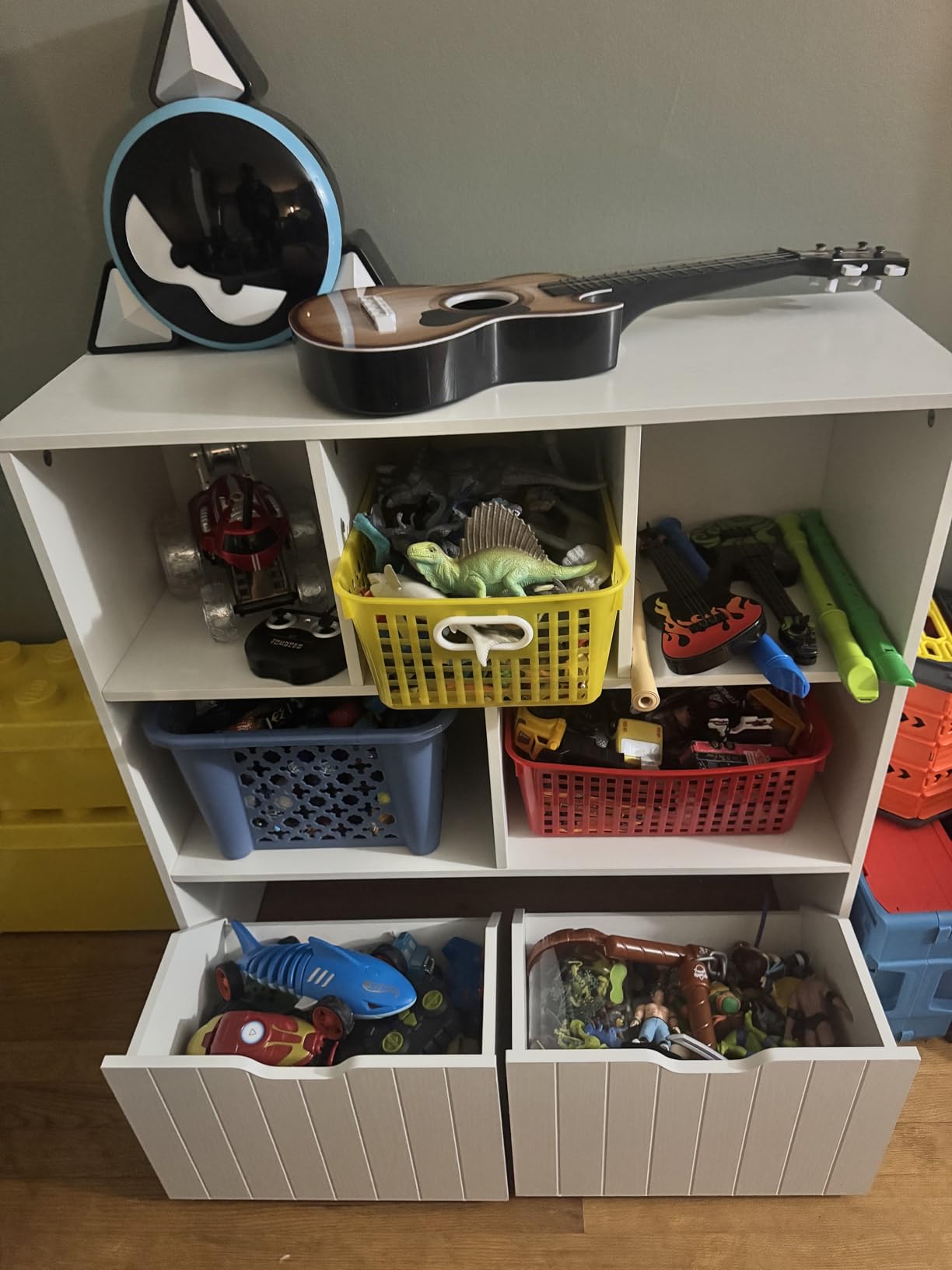 HOOBRO Toy Storage Organizer, Toy Organizers and Storage with 2 Movable Drawers and 5 Cubbies, Toy Chest Shelf for Books or Dolls, Kids Bookshelf and Toy Storage for Playroom, White WT88CW01 customer photo 1