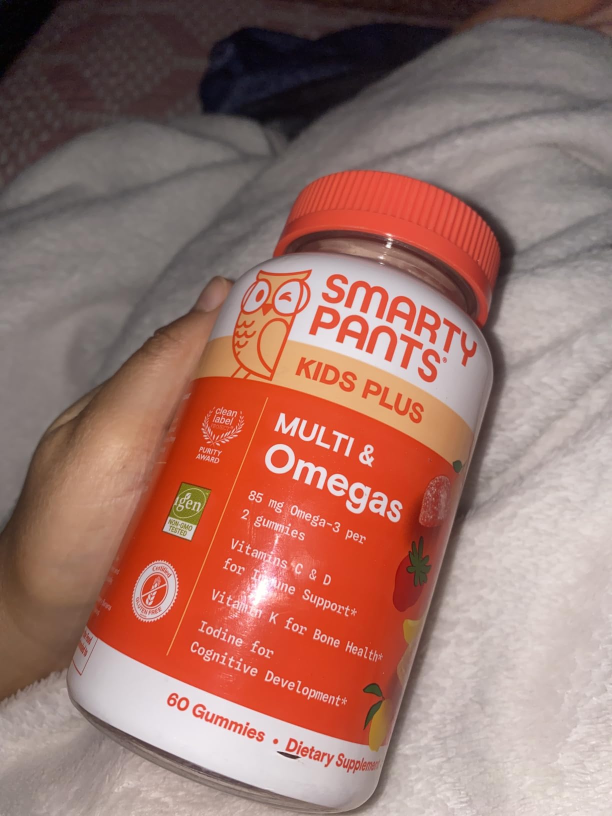 SmartyPants Kids Multivitamin Gummies with Omega 3 DHA/EPA, Vitamins D3, C, B12, B6, A, K, and Zinc, Gluten Free, Clean Label, Three Fruit Flavors, 60 Gummies (30 Day Supply) customer photo 2
