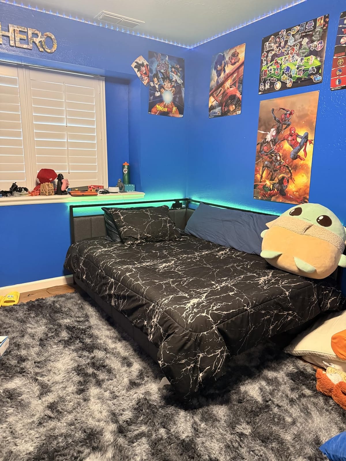 DICTAC Twin Corner Bed Frame with 2 Storage Drawers and Charging Station Twin Bed Frames with Storage and Led Lights Twin Size Daybed for Kids Teen with Upholstered Guardrail,No Box Spring Needed,Gray customer photo 1