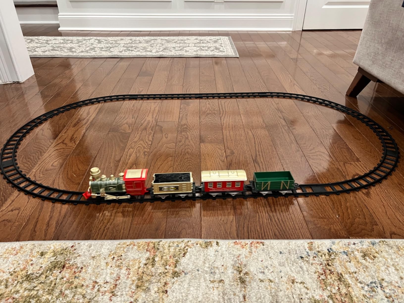 Electric Train Set for Kids Ages 4-8, Complete Toy Train with Lights & Sounds, Train Toys with Cars & Tracks for Christmas and All-Year Play customer photo 1