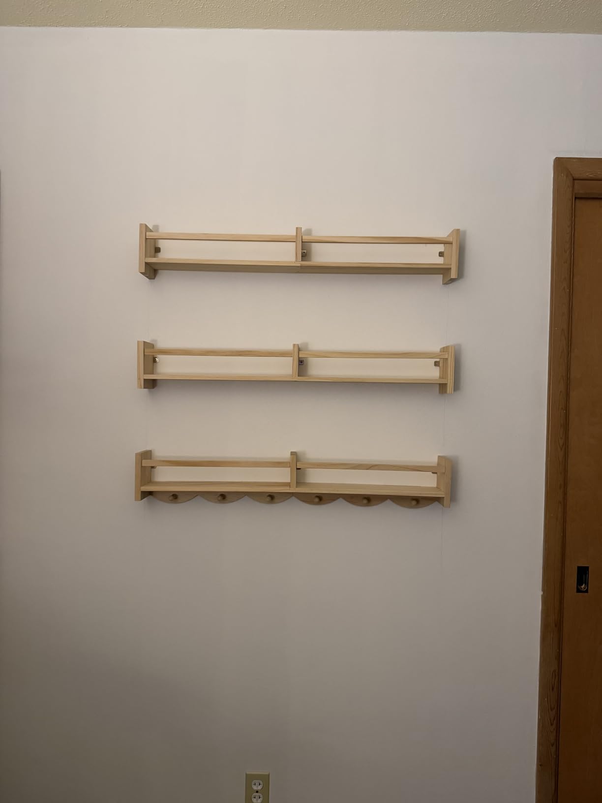 34Inch Nursery Bookshelves,Set of 4,Wall Floating Shelf Kids Coat Rack with 6Hooks,Hanging Book Shelf for Baby Nursery Room Décor， Patent Number: 29958098(Burlywood, 34) customer photo 2