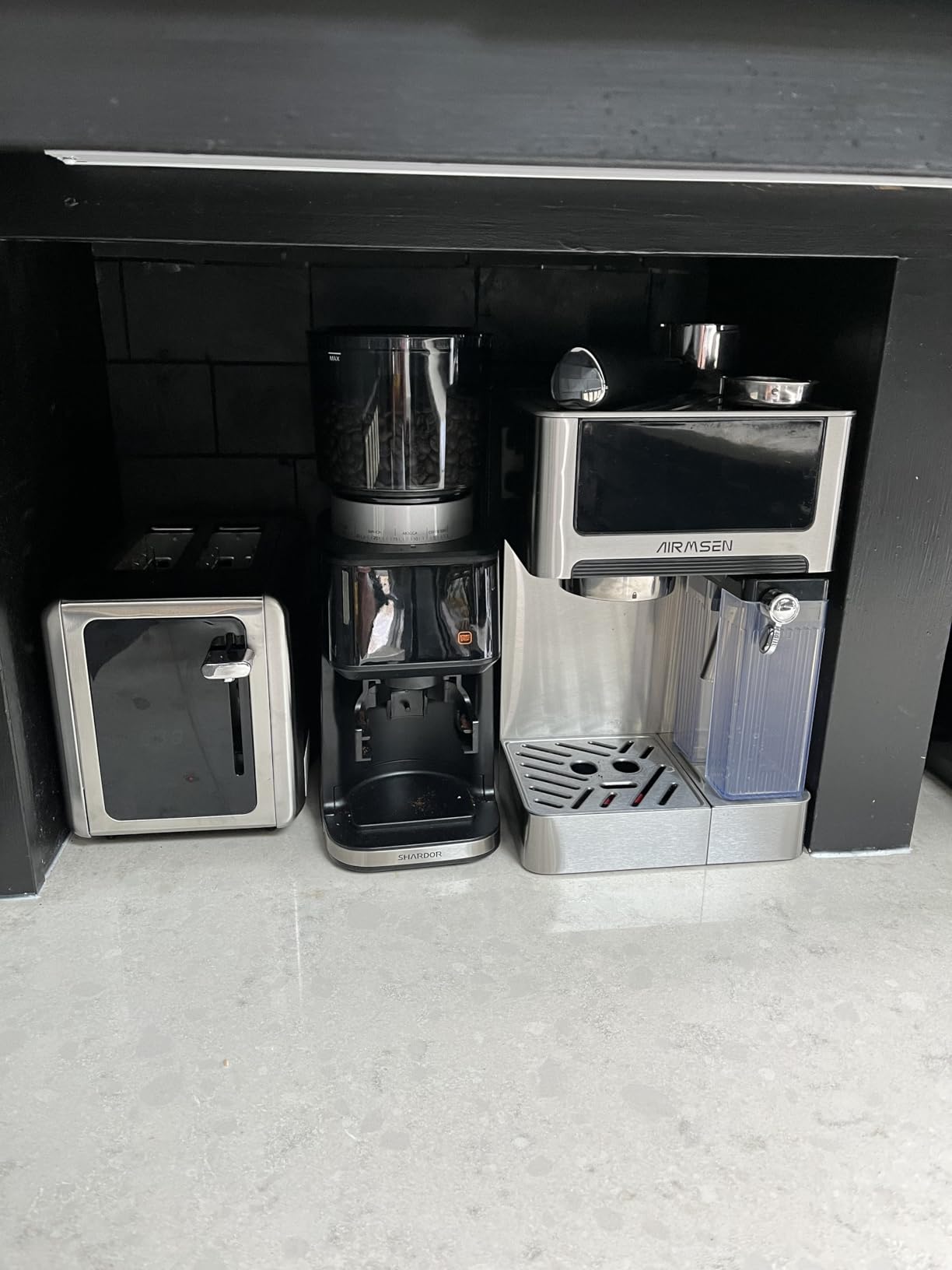 AIRMSEN 20 Bar Espresso Machine with Automatic Milk Frother, Cappuccino & Latte Coffee Maker with Quick Brew Dual Boiler (1350W + 1000W), Stainless Steel, 60oz Water Tank, Touchscreen customer photo 2