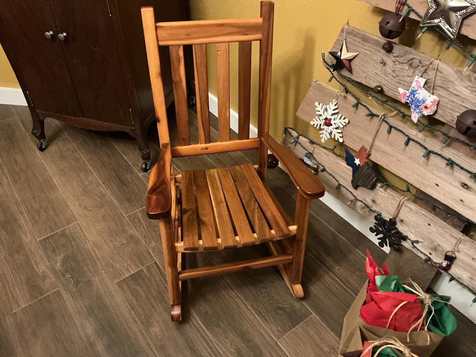 Kids Rocking Chair Toddler Wooden Indoor for Child Comfy Recliner Rocker for Baby Ages 3-6 Outdoor Lounge Children Playroom Anti-Tip Design Safe & Sturdy Brown customer photo 1