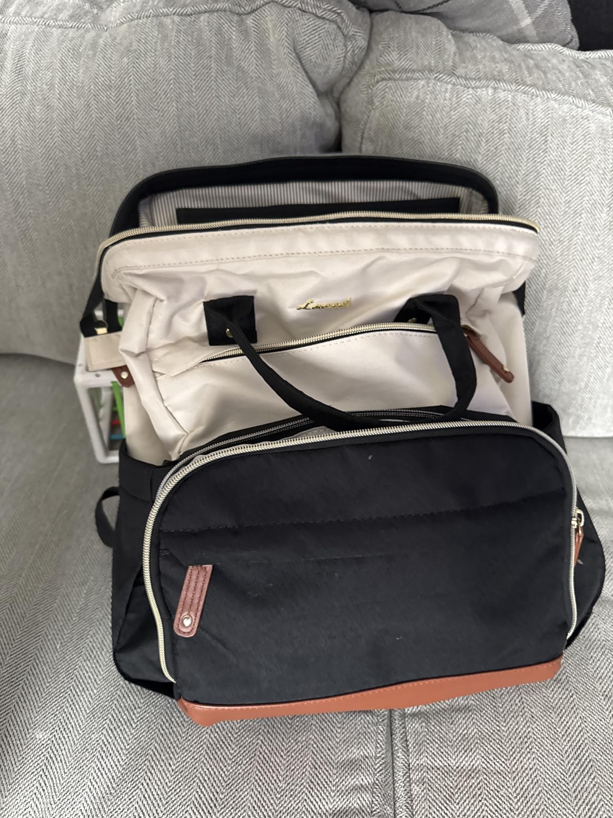 LOVEVOOK Diaper Bag Backpack, Baby Bag with Changing Station, Large Diaper Backpack for Moms Dads, Waterproof Leather Accents Baby Boy and Girl Bag for Travel Baby Essentials customer photo 1
