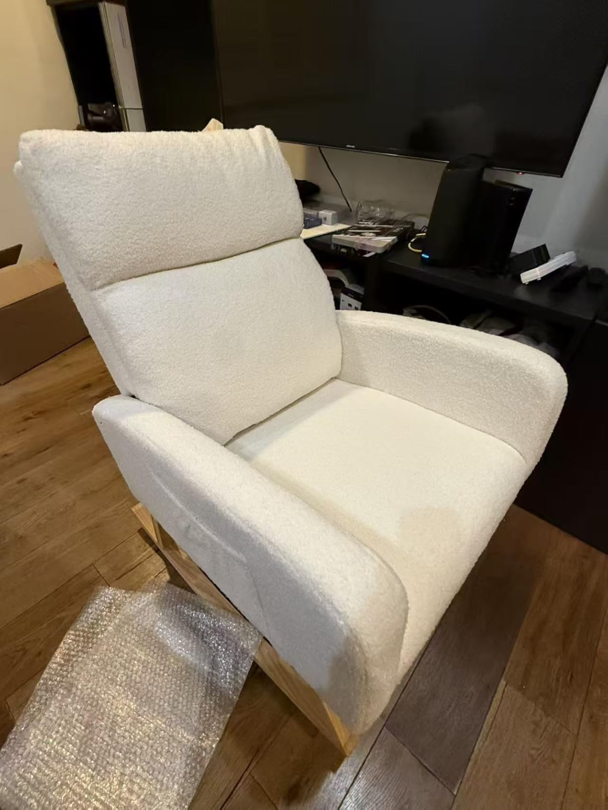 HCHAIRH Rocking Chair Nursery, Sherpa Nursing Rocking Chairs, Upholstered Nursery Glider Rocker for Mom Nursery Morden Accent Rocking Chair with Side Pocket for Living Room,Bedroom, Camel customer photo 1