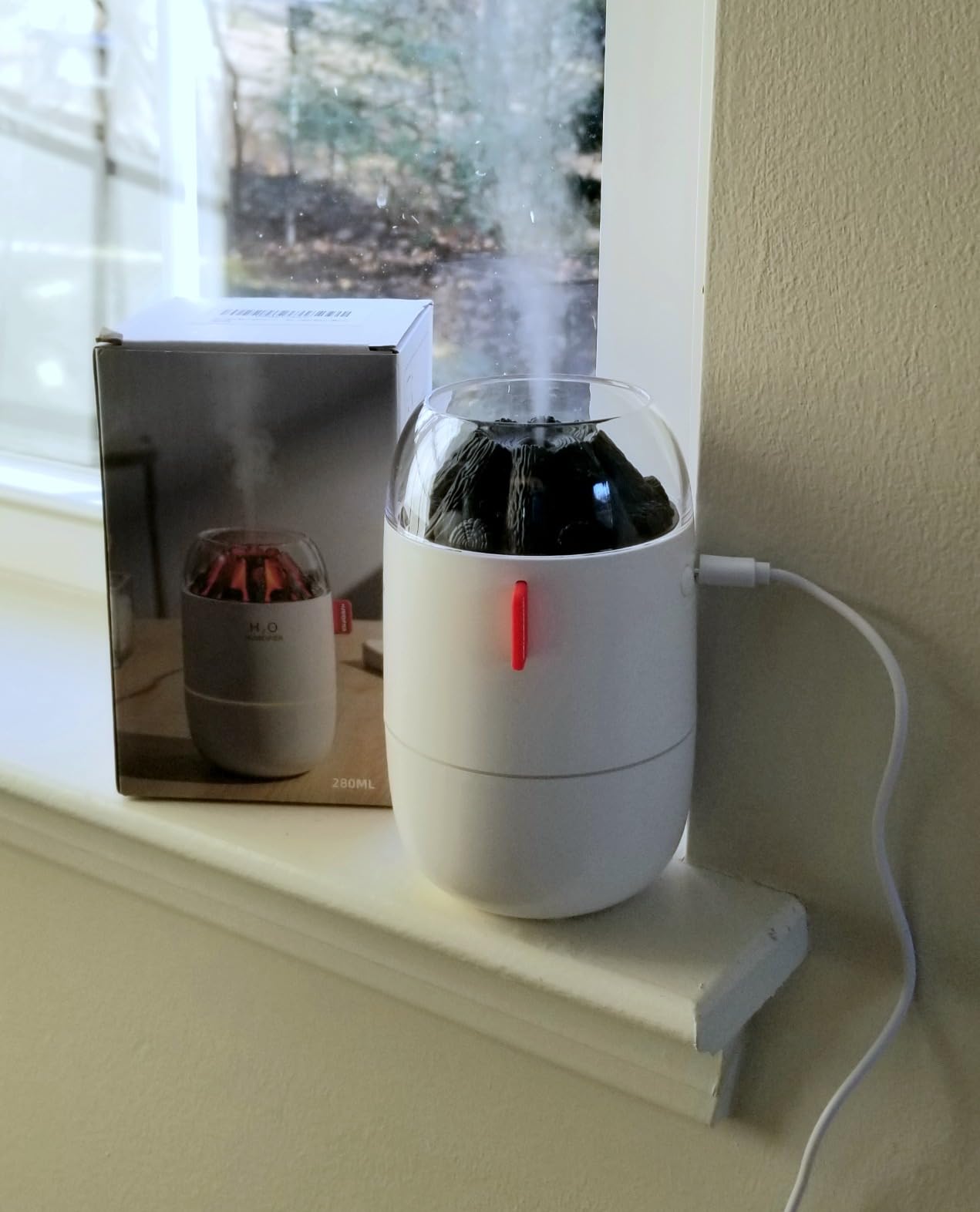 Portable Mini Humidifier, Small Cool Mist, Personal Desktop Humidifier for Baby Bedroom Travel Office Home,2 Mist Modes, Super Quiet (White) customer photo 1