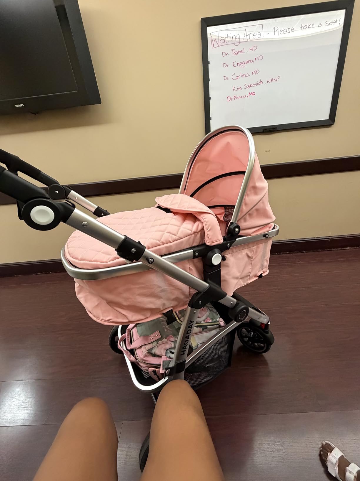 Baby Stroller, 2-in-1 Reversible Toddler Seat with Lie-Flat Mode, Foldable Infant Stroller with Canopy, One Button Brake, Adjustable Handle, Newborn Pushchair (Black B) customer photo 2
