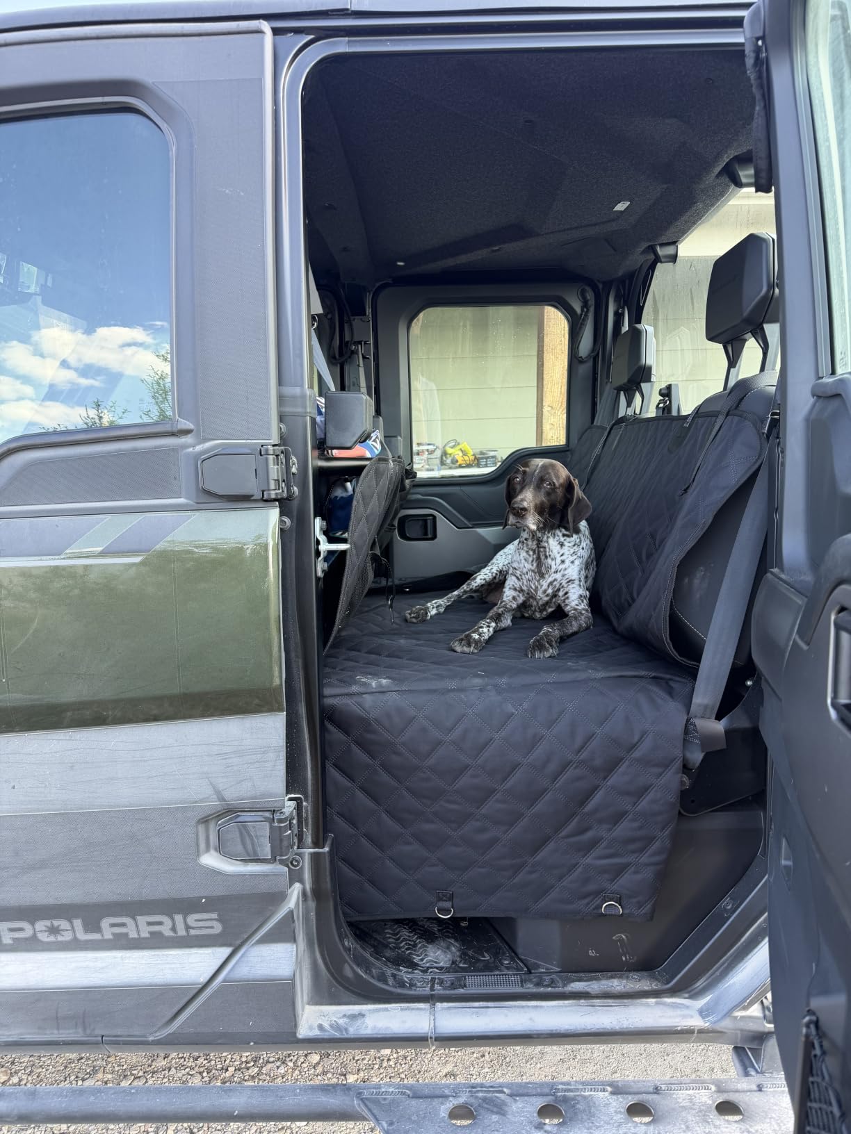 REEVAA Dog Truck Seat Cover for Back Seat, Hard Bottom, XL, Black | 450 lbs Extender, 45% More Space for 2-4 Large Dogs, Waterproof, Zippered Mesh Window, Fits Crew Cab Trucks & Large SUVs customer photo 2