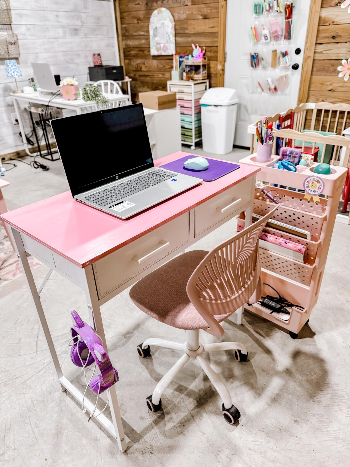Pamray 32 Inch Small Computer Desk with 2 Drawers for Bedroom Study Writing Home Office Table for Small Spaces Pink customer photo 1