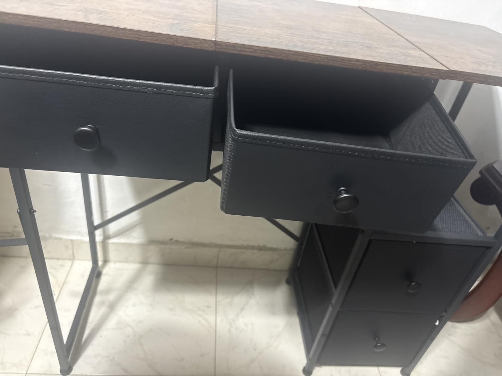 3IngSeagulls Small Computer Desk with 4 Fabric Drawers, Simple Writing Desk for Home Office, Compact Study Desks for Small Spaces, Kids Desk Study for Bedroom, White customer photo 2
