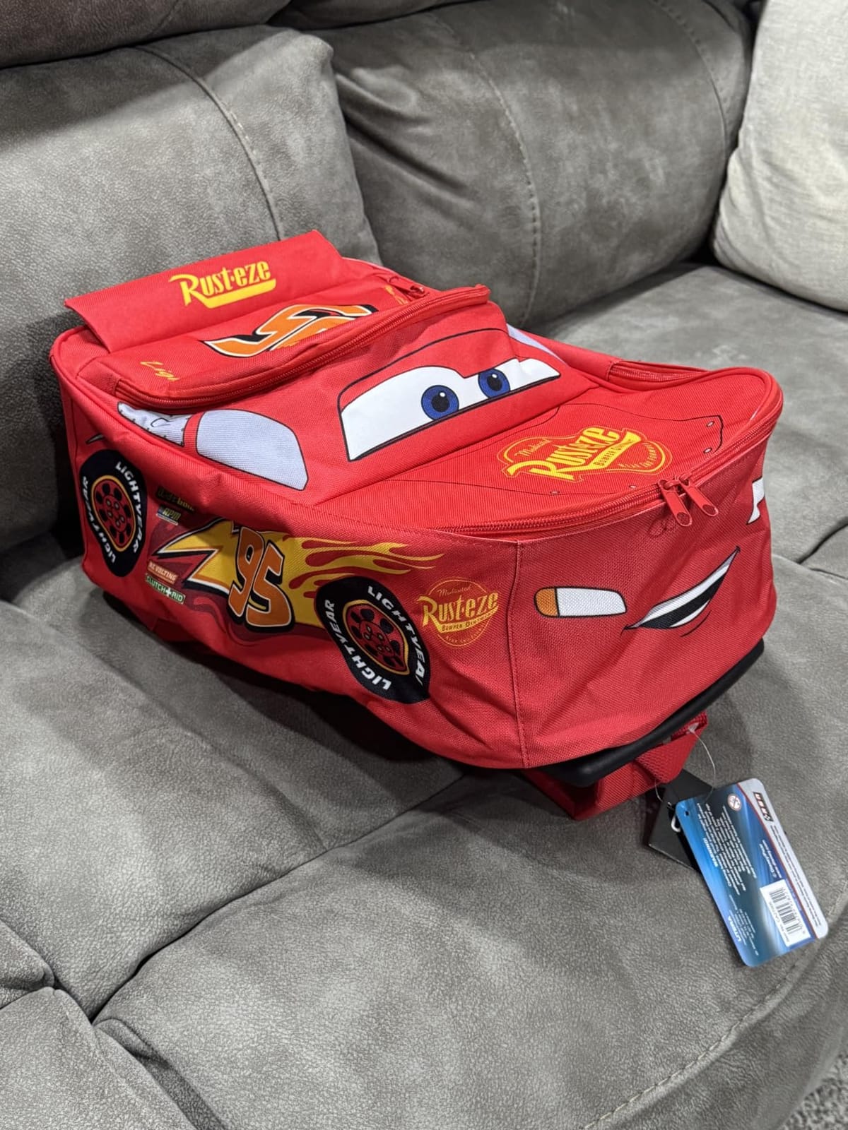 Disney Cars Lightning McQueen Carry-On Luggage with Wheels & Telescopic Handle for Kids 17”– 18.5L, Lightweight Travel Bag for Boys & Girls, Trips & Vacation Gifts customer photo 2