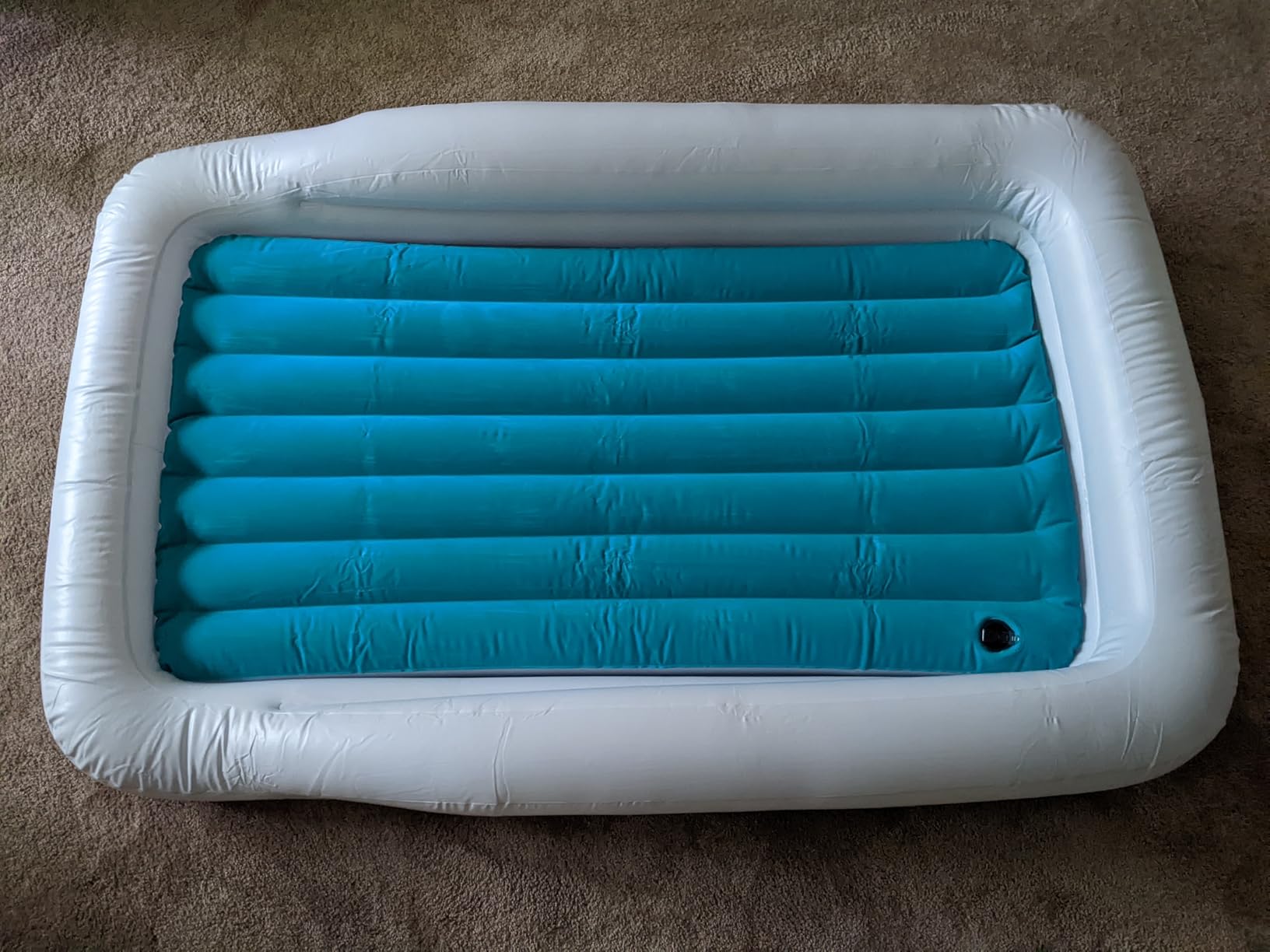 COMMOUDS Portable Toddler Travel Bed with Safety Bumpers, Inflatable Kids Air Mattress with Electric Pump, Baby Blow up Mattress, for Grandma's Home Camping Vacation customer photo 2