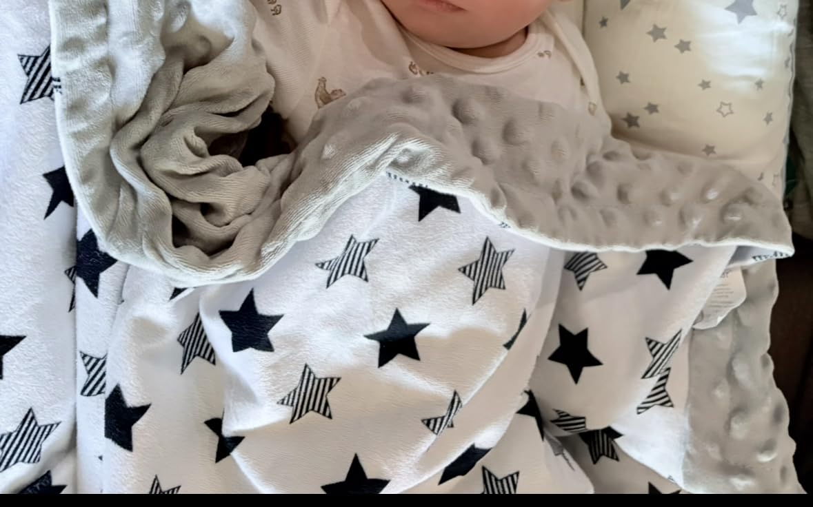 BORITAR Baby Blanket for Boys Girls Soft Plush Minky Fabric with Dotted Backing, Lovely Woodland Design Blanket for Toddler Newborn 30 x 40 Inch(75x100cm) customer photo 1