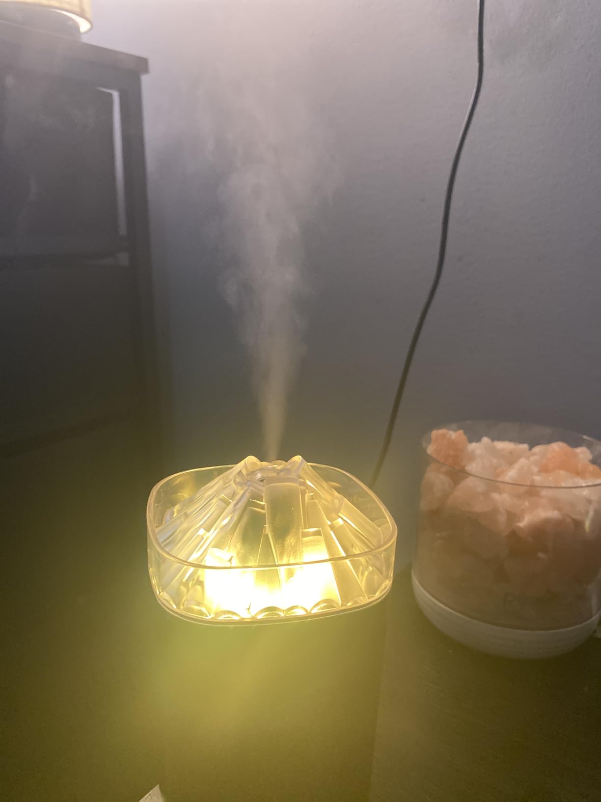 Portable Small Humidifier, 400ml, Black-Crackle customer photo 1