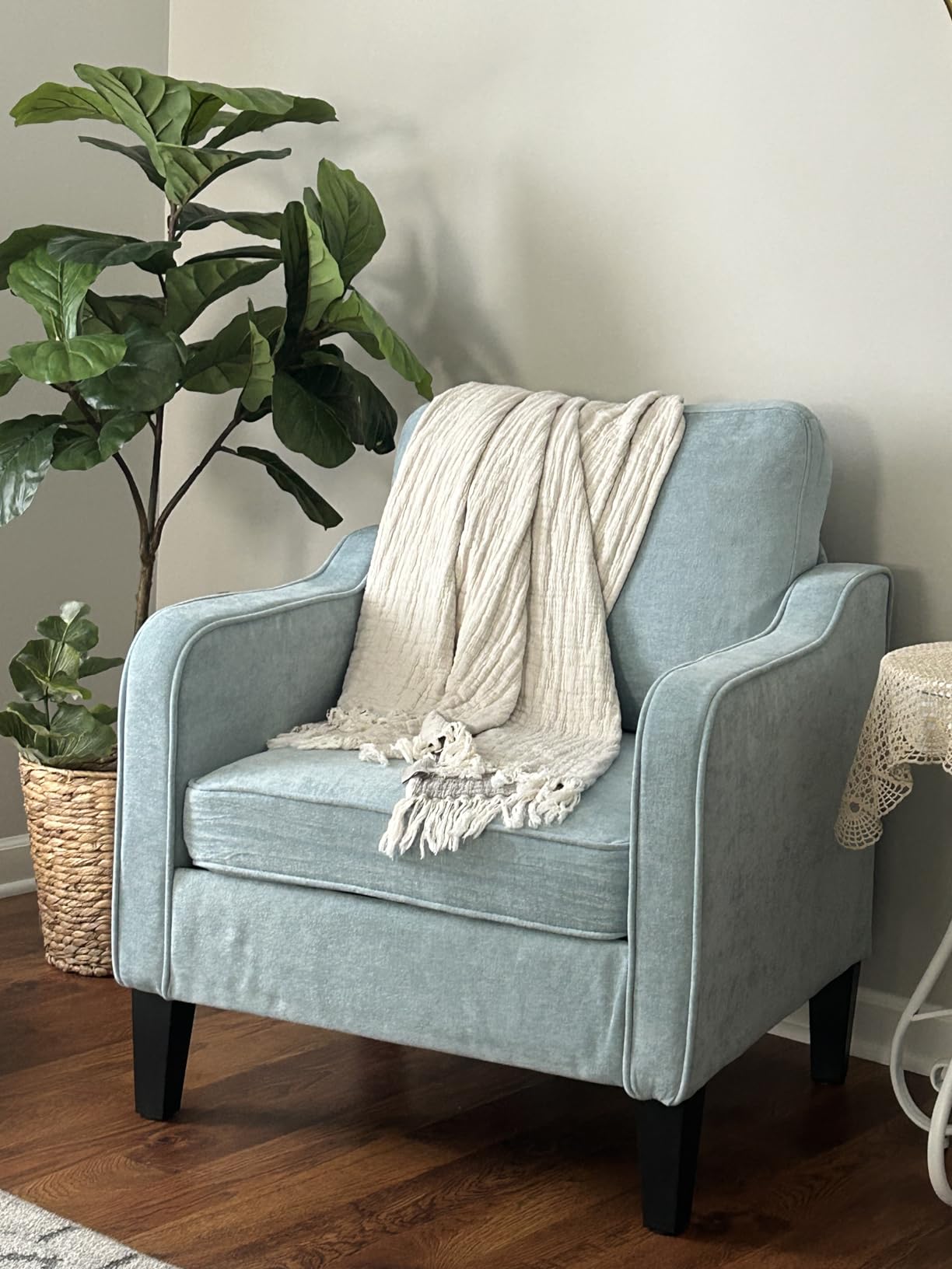 Accent Chair for Living Room, Mid Century Modern Reading Chair for Bedroom, Upholstered Armchair with Side Pockets, Comfy Single Sofa Side Chair for Office, Apartment, Small Room, Teal Green customer photo 1
